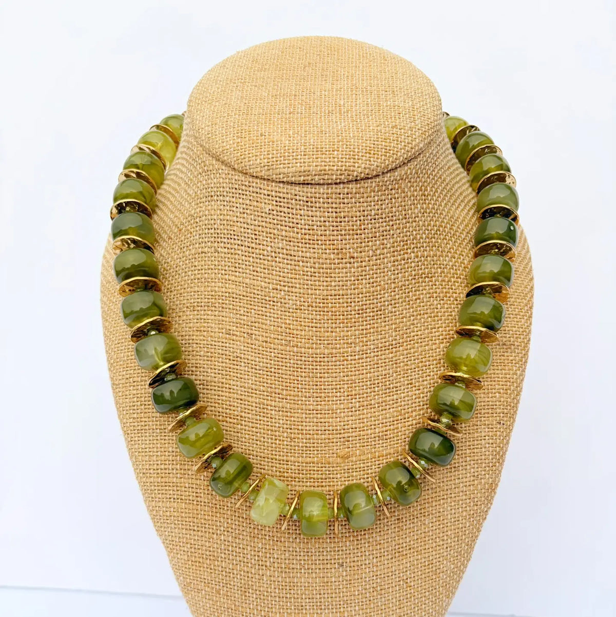Round Olive Bead Necklace