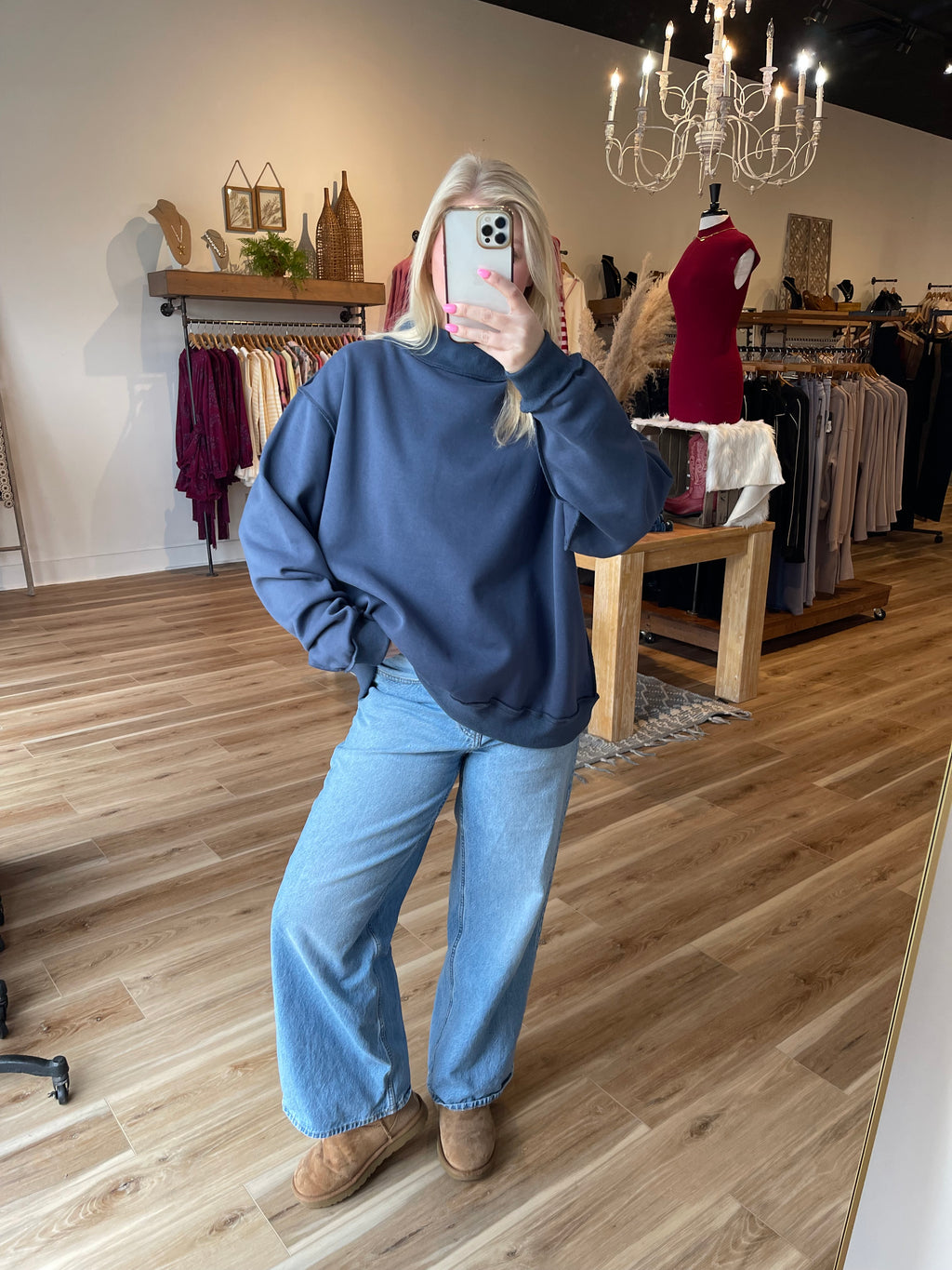 Solid Mock Neck Sweatshirt