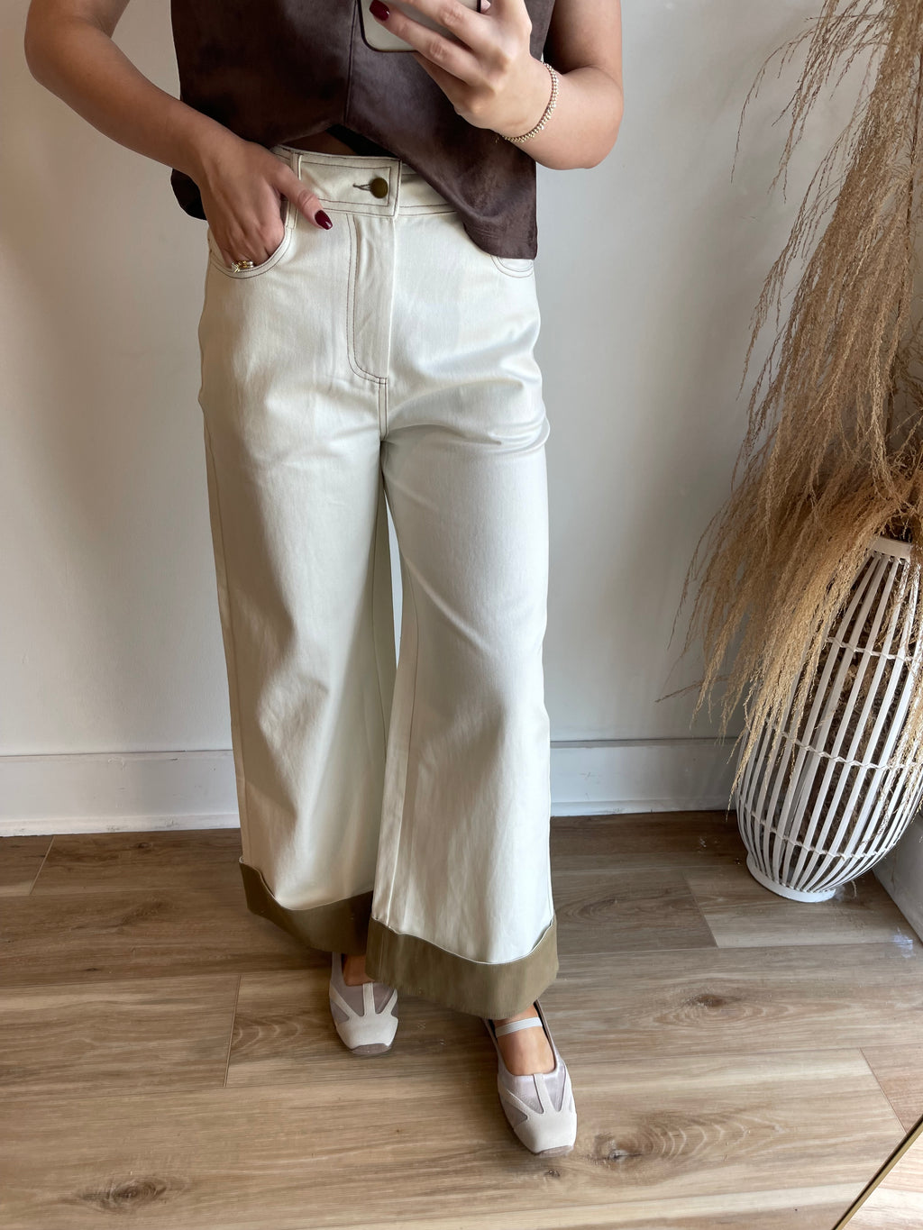 Contrast Cuff Denim Jeans