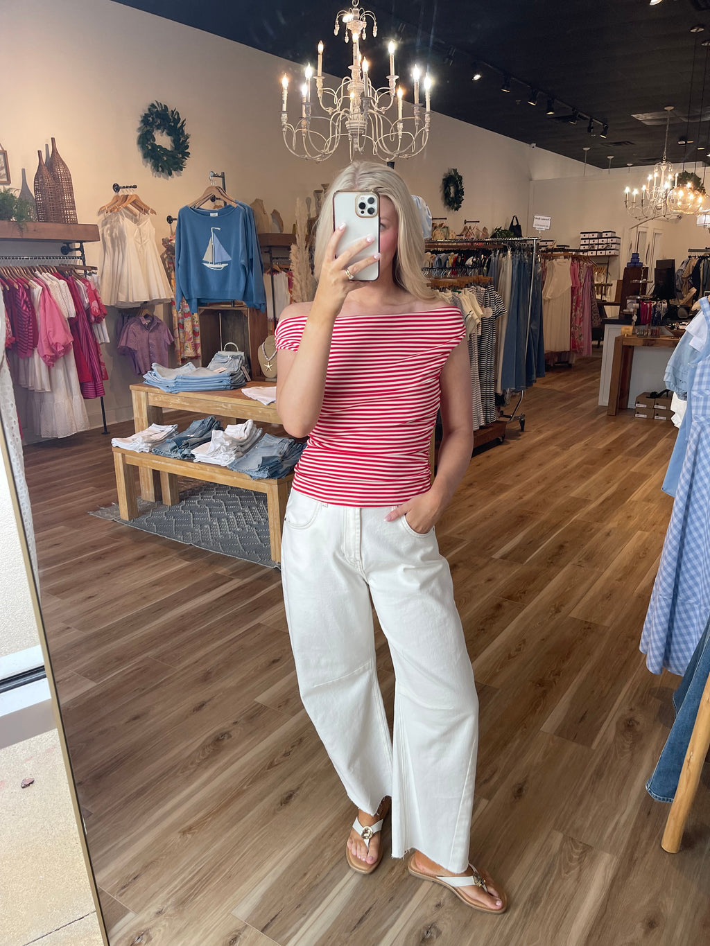 Stripe Off Shoulder Top