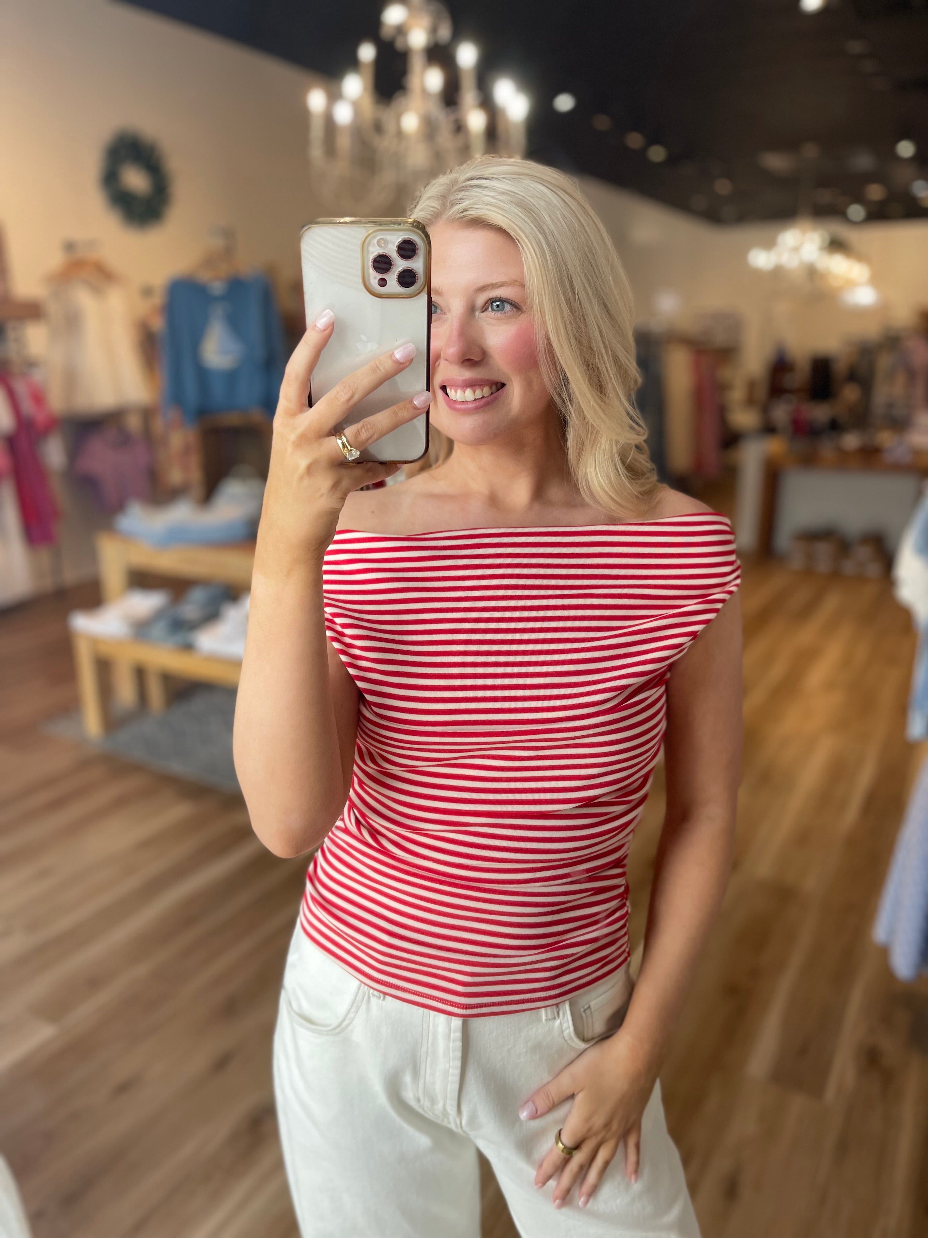 Stripe Off Shoulder Top