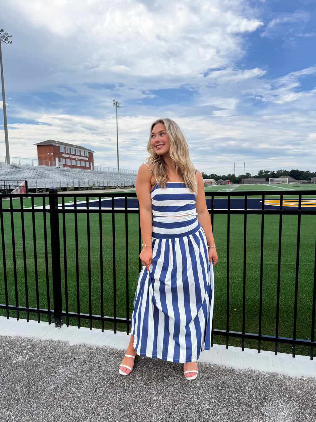 Trinity Striped Midi Skirt