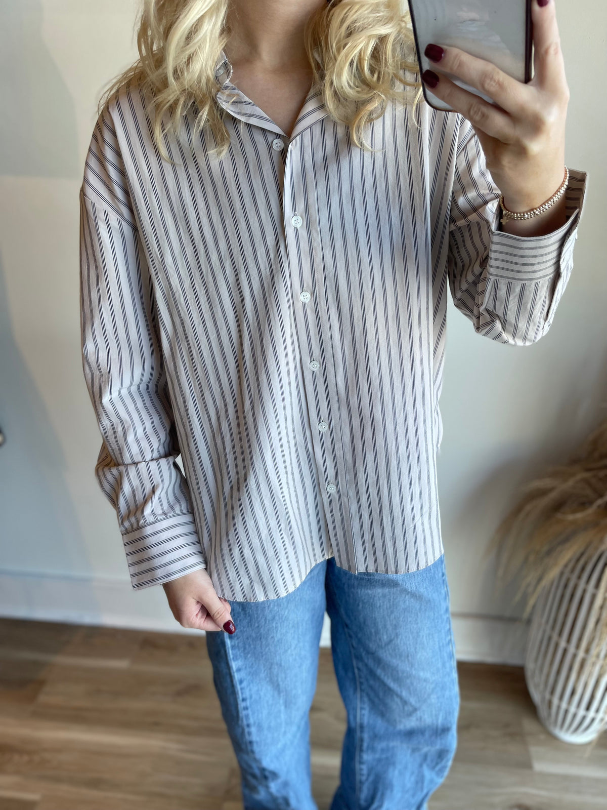 Sadie Stripe Button Down Top