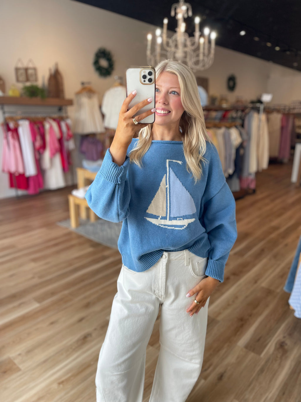 Sailboat Roll Neck Sweater