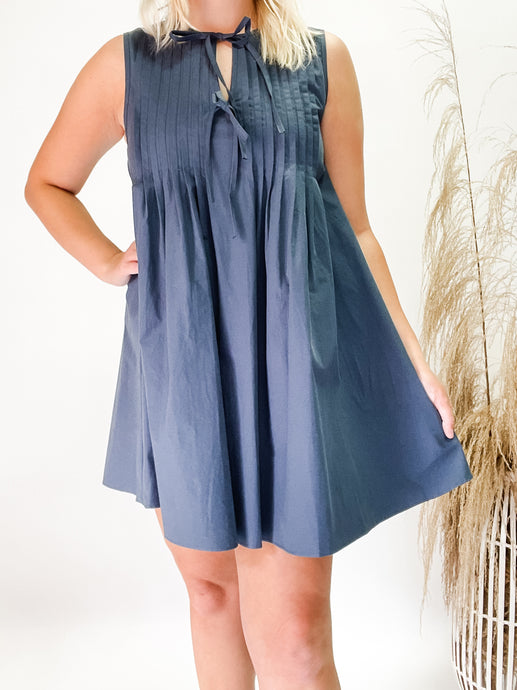 Pintuck Poplin Mini Dress