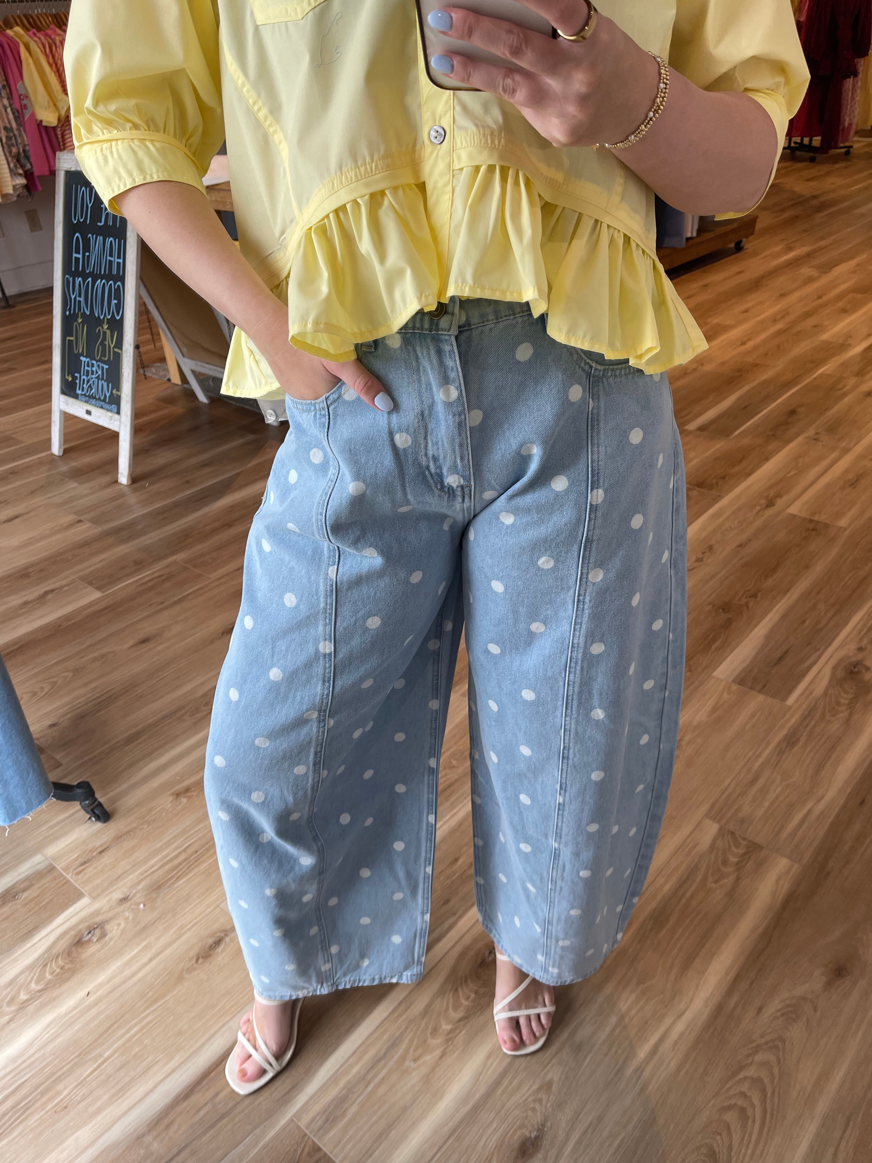 Polka Dot Barrel Jeans