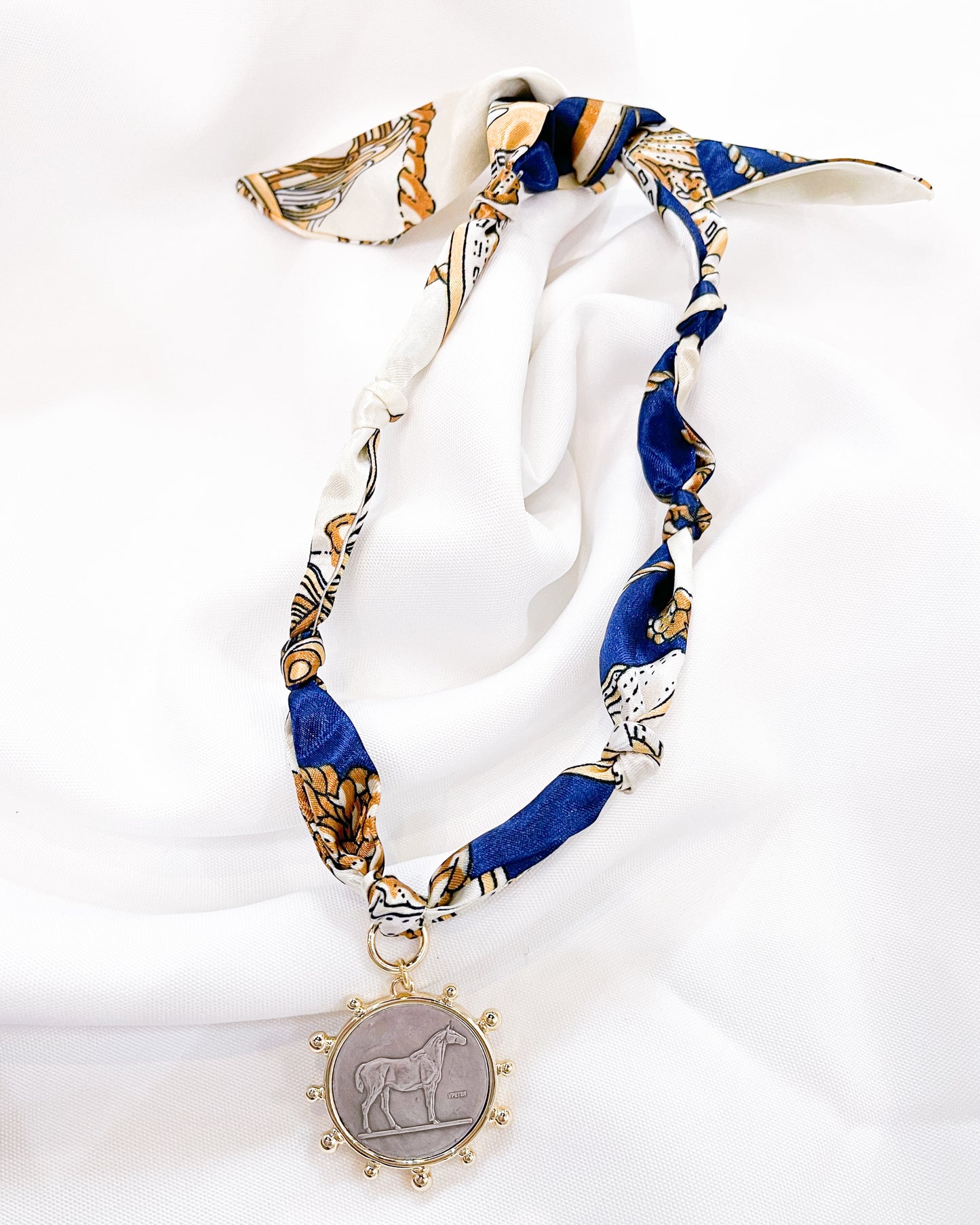 Gold Horse Scarf Necklace