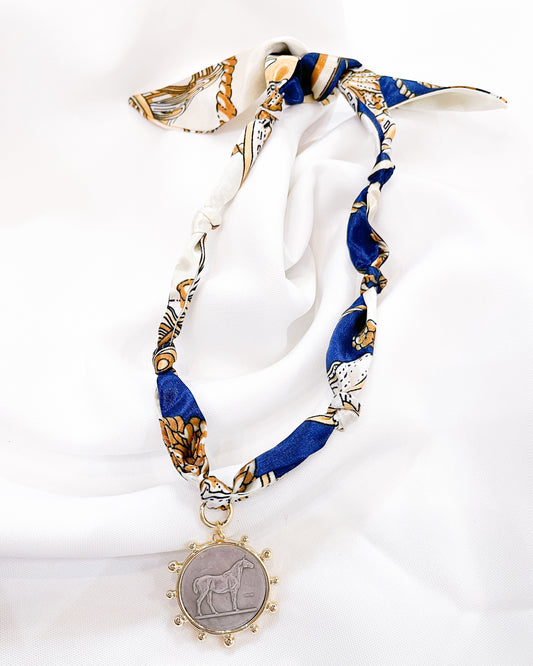 Gold Horse Scarf Necklace