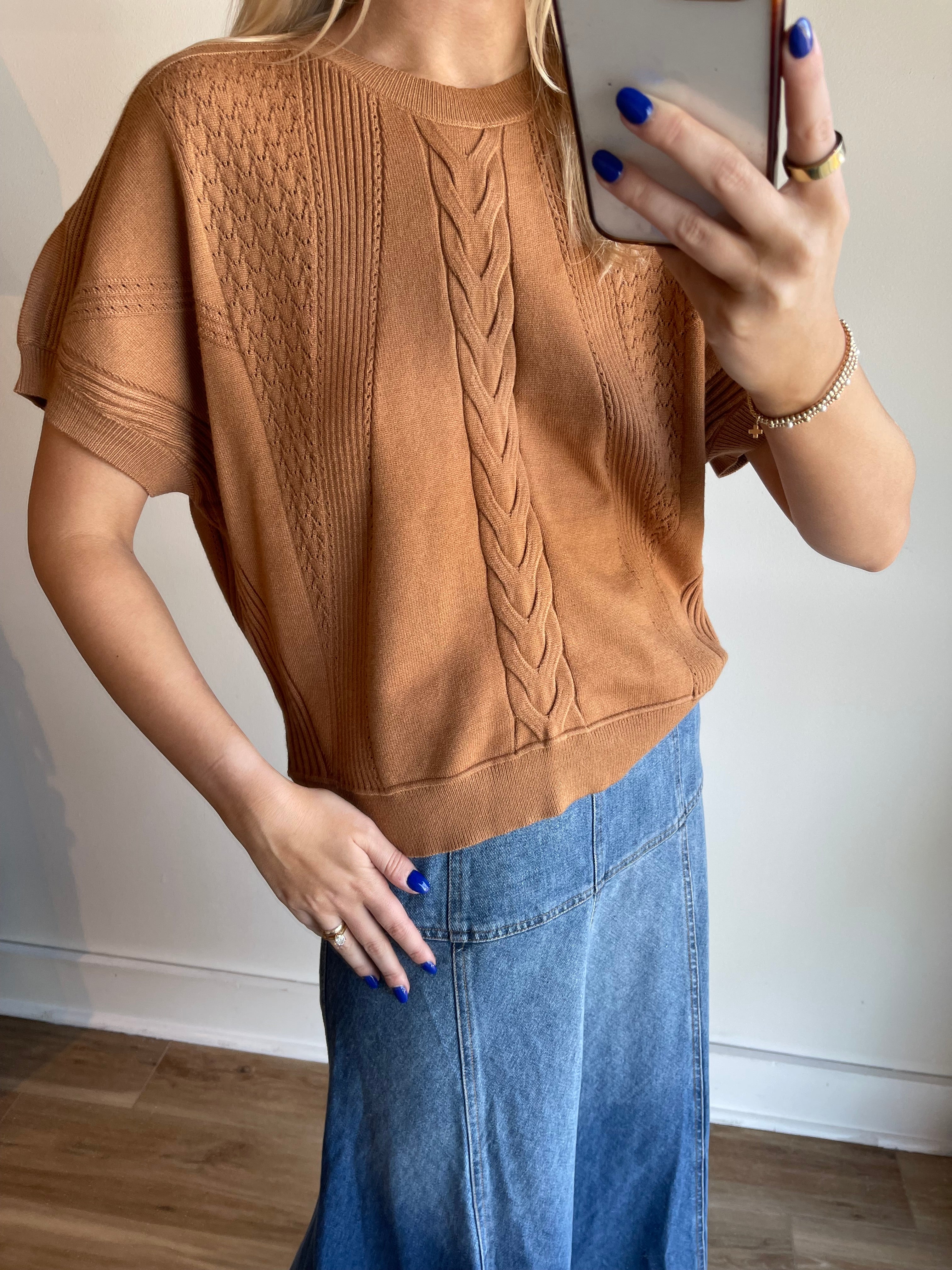 Ginger Mixed Knit Top