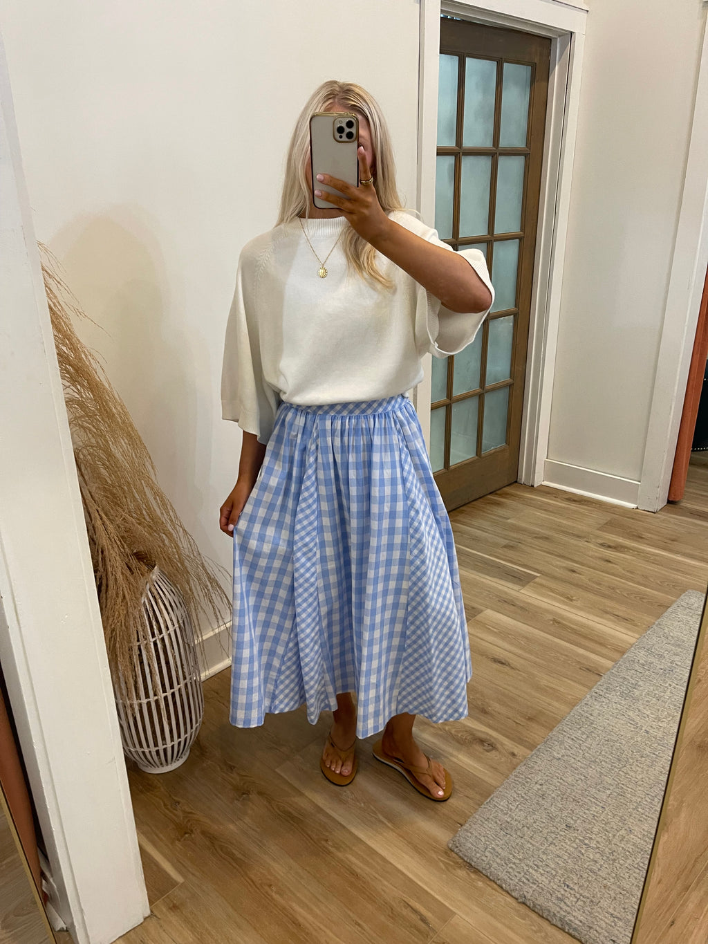 Gingham Pleated Midi Skirt