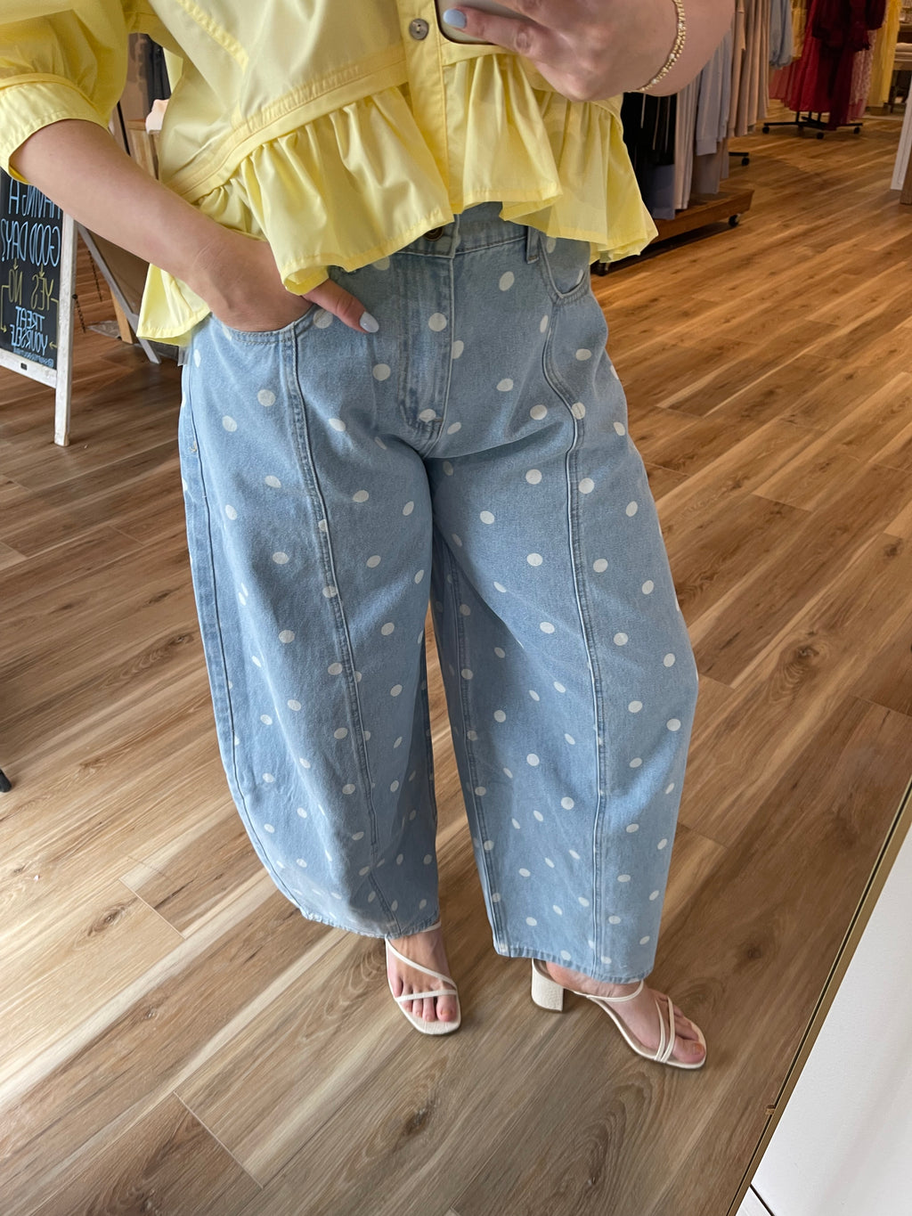 Polka Dot Barrel Jeans
