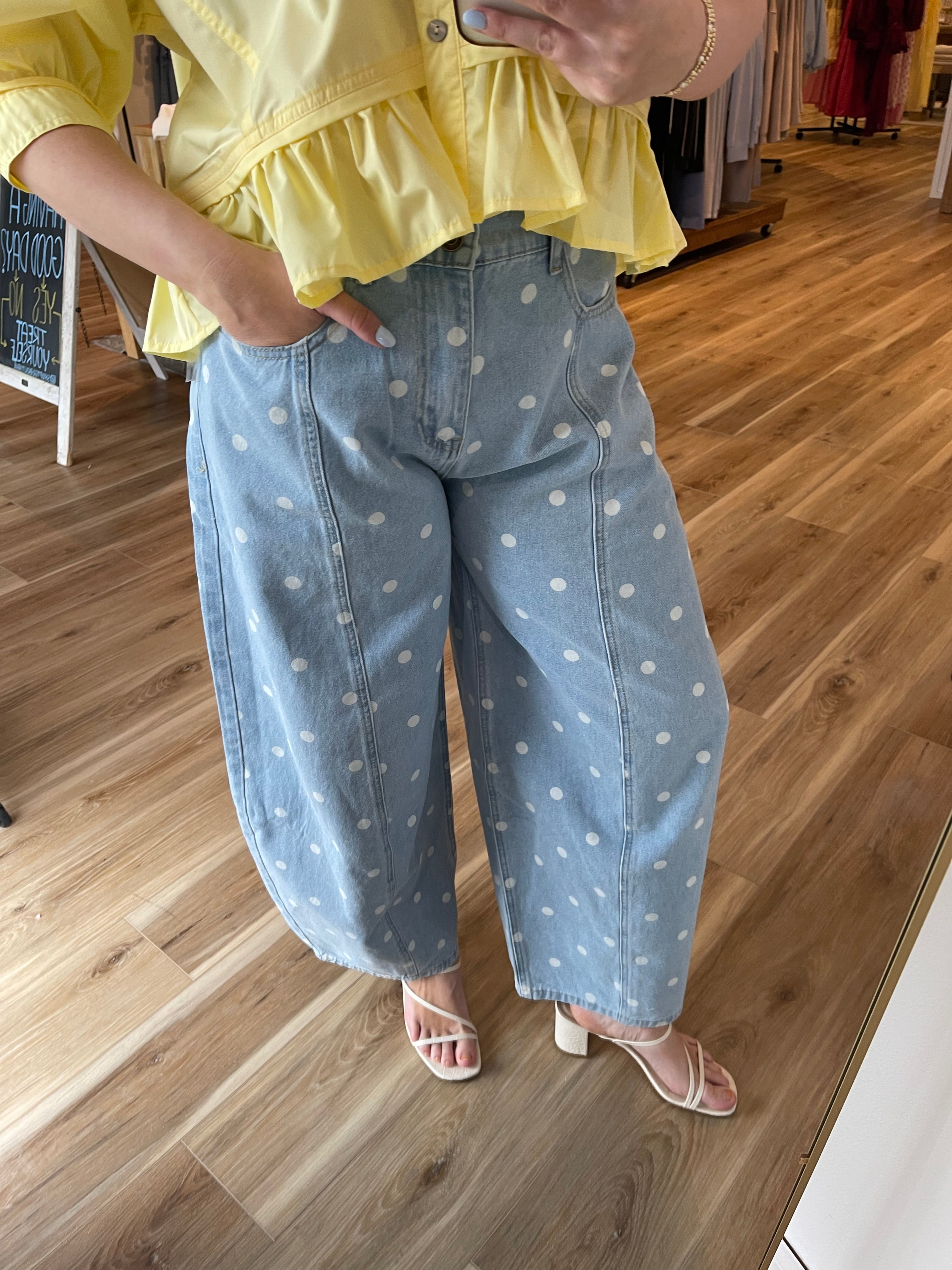Polka Dot Barrel Jeans