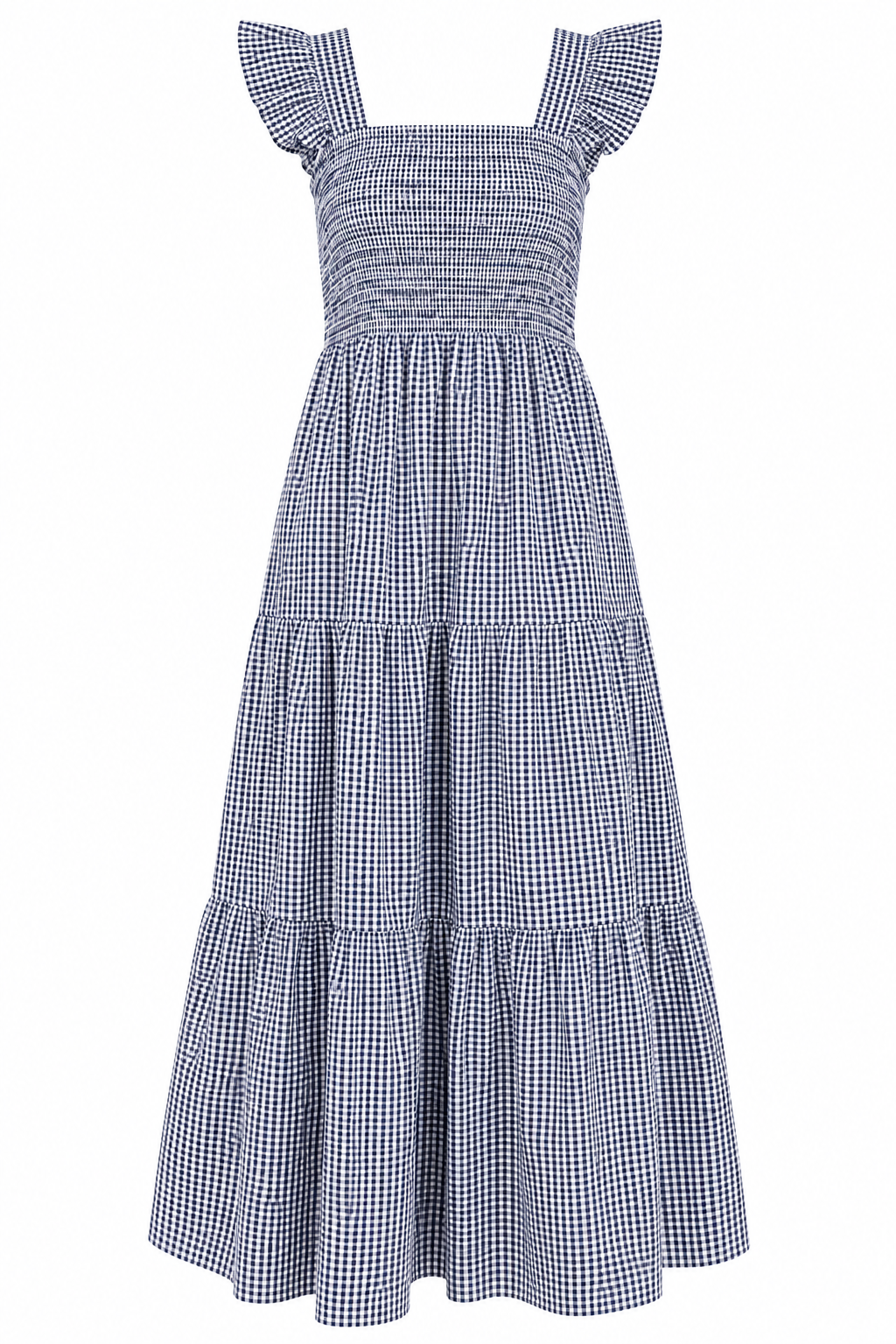 Navy Gingham Maxi Dress