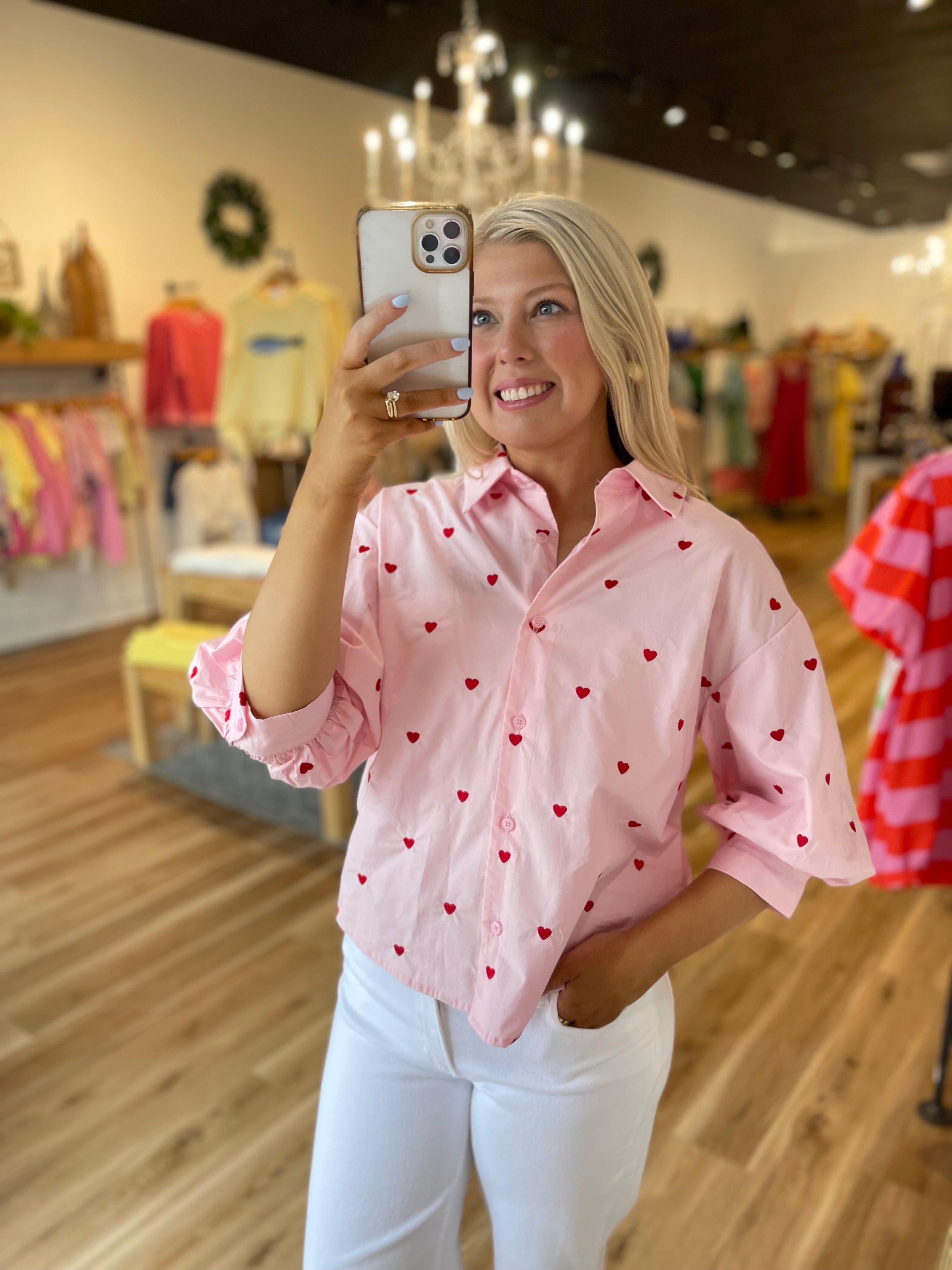 Valentines Heart Button Down Top
