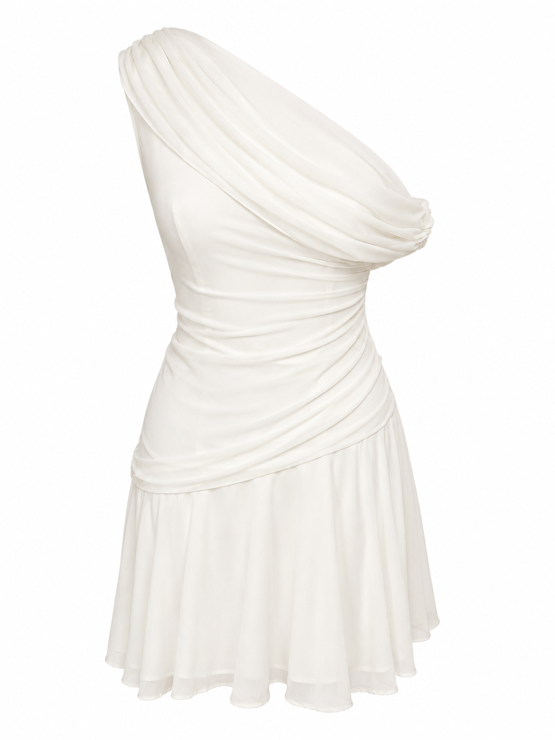 Chiffon One Shoulder Mini Dress