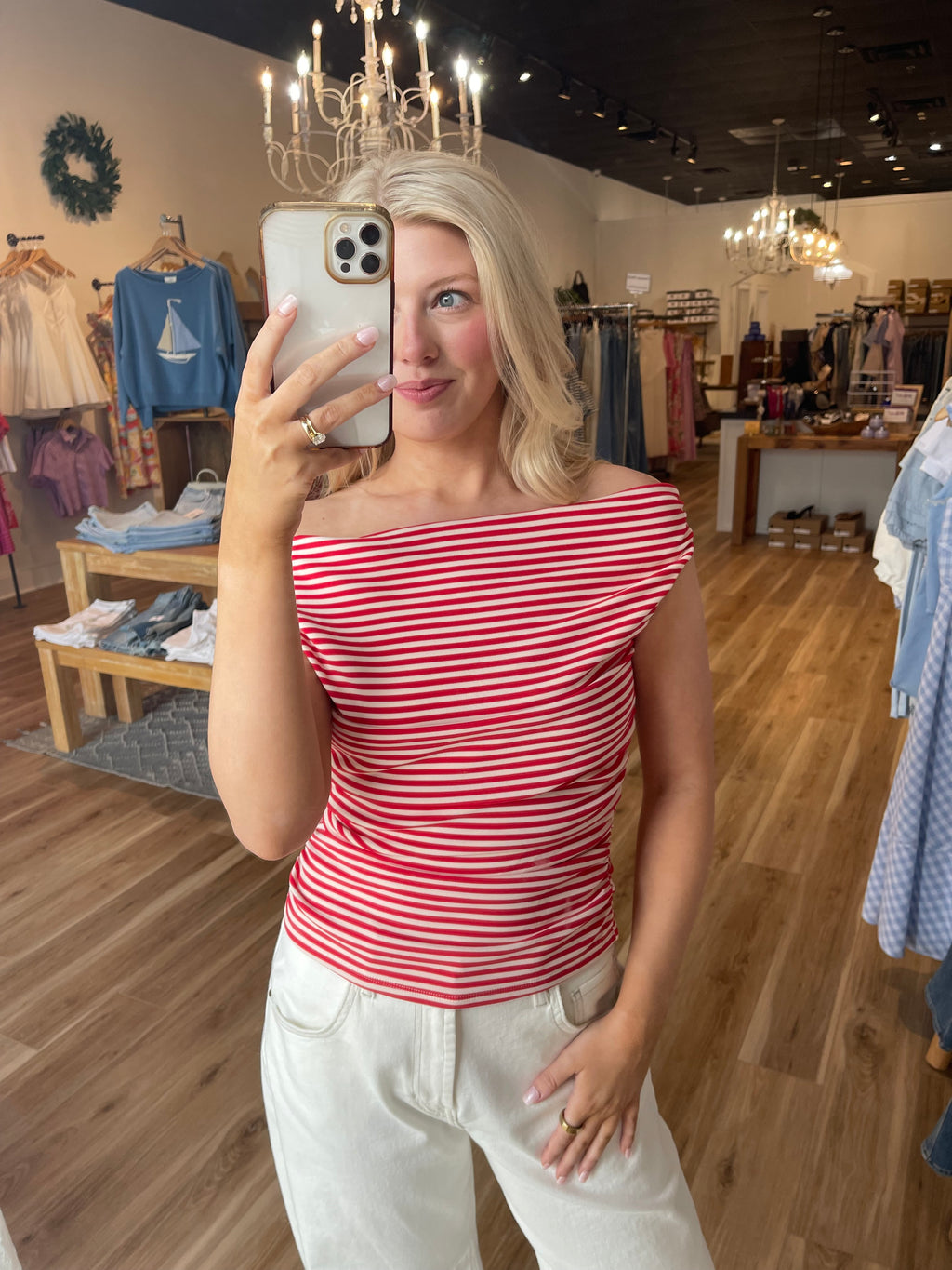 Stripe Off Shoulder Top