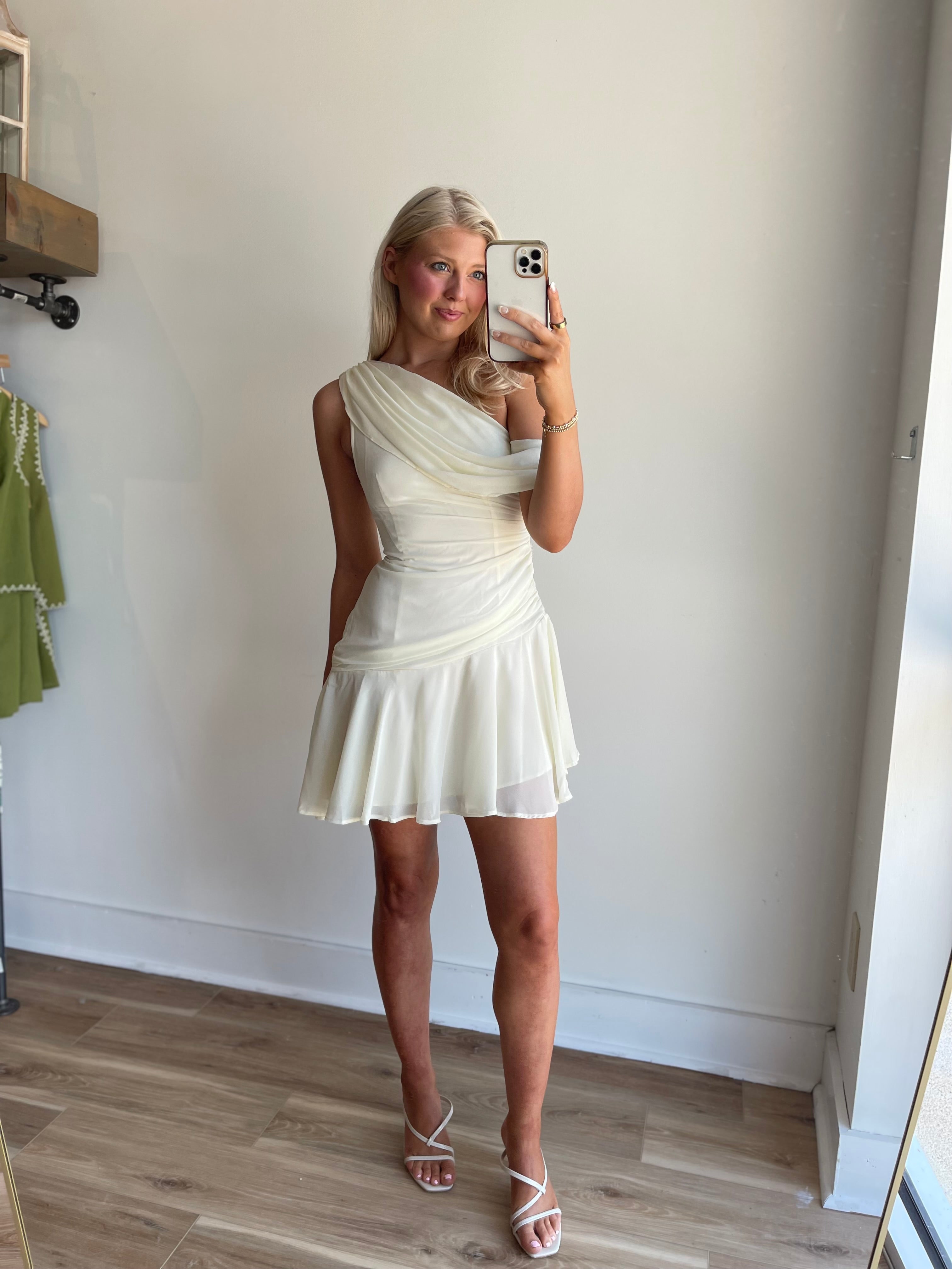 Chiffon One Shoulder Mini Dress