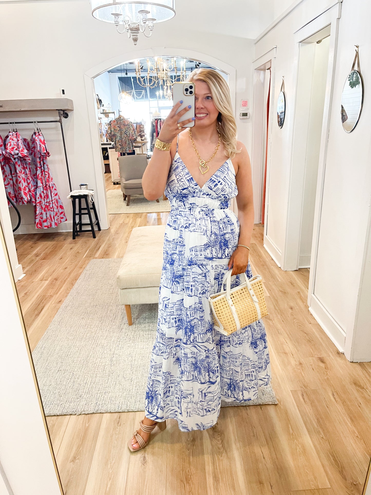 Santorini Coastal Maxi Dress