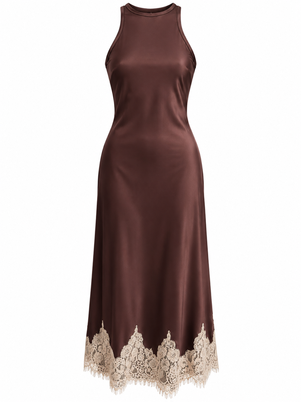 Zoe Lace Trim Satin Dress
