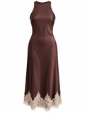 Zoe Lace Trim Satin Dress