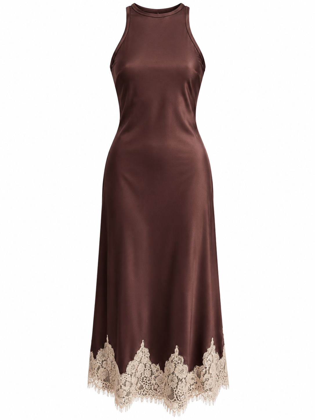 Zoe Lace Trim Satin Dress