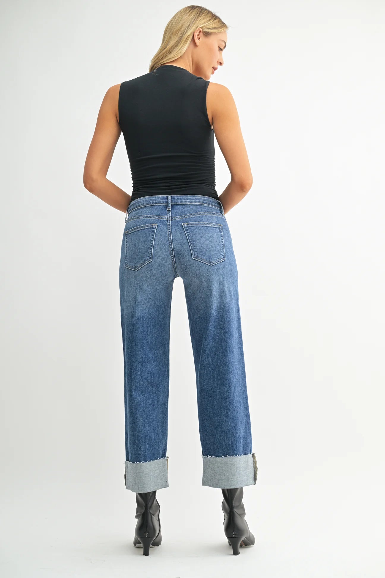 Scissor Cut Cuffed Wide Leg
