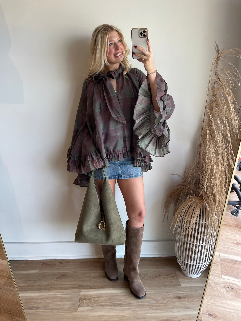 Addie Plaid Poncho Top