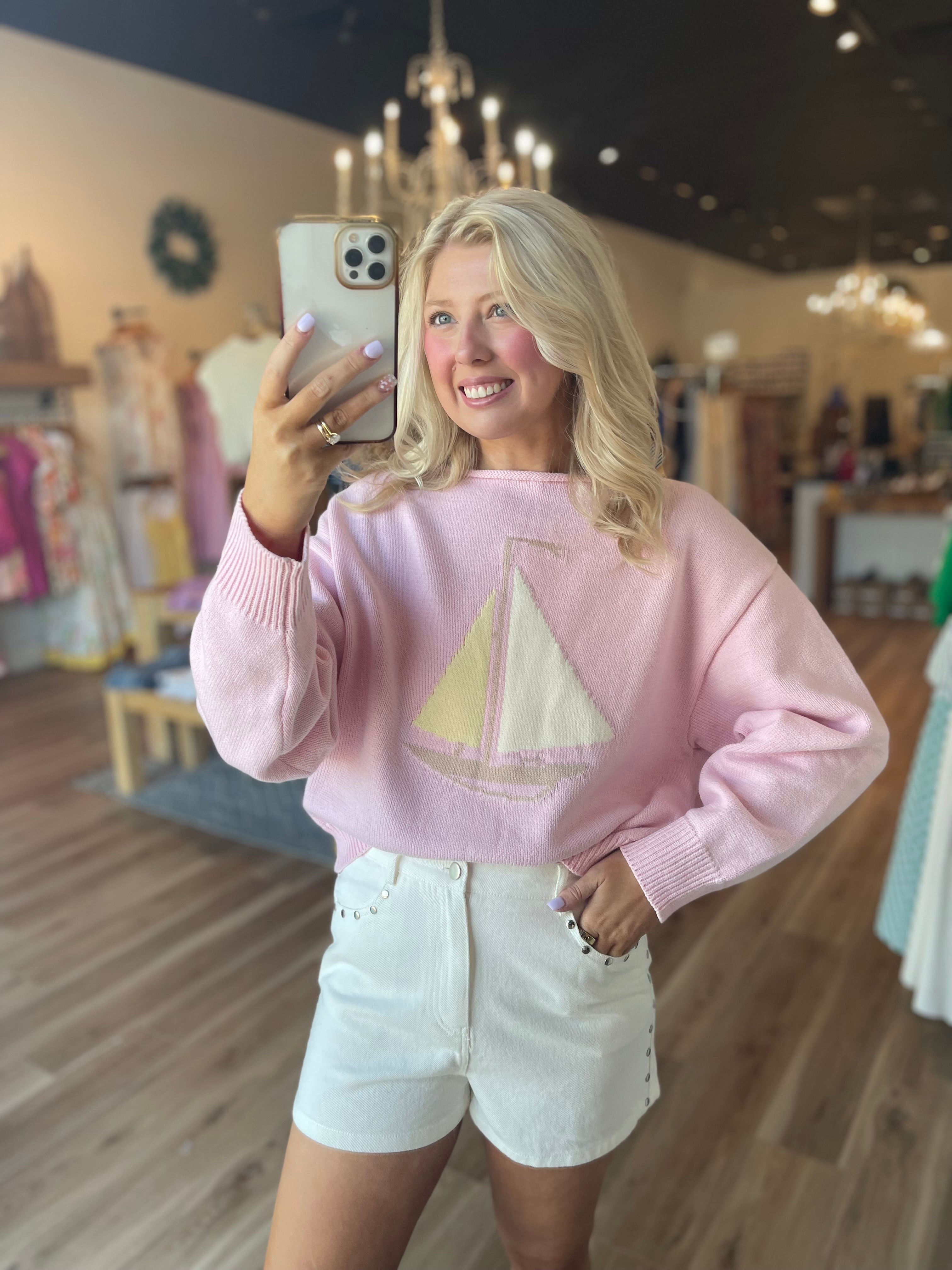 Sailboat Roll Neck Sweater