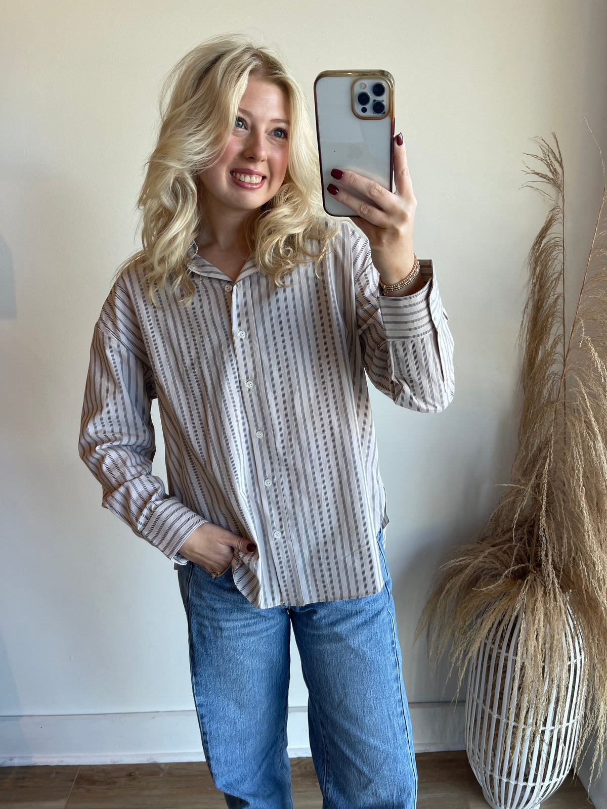 Sadie Stripe Button Down Top
