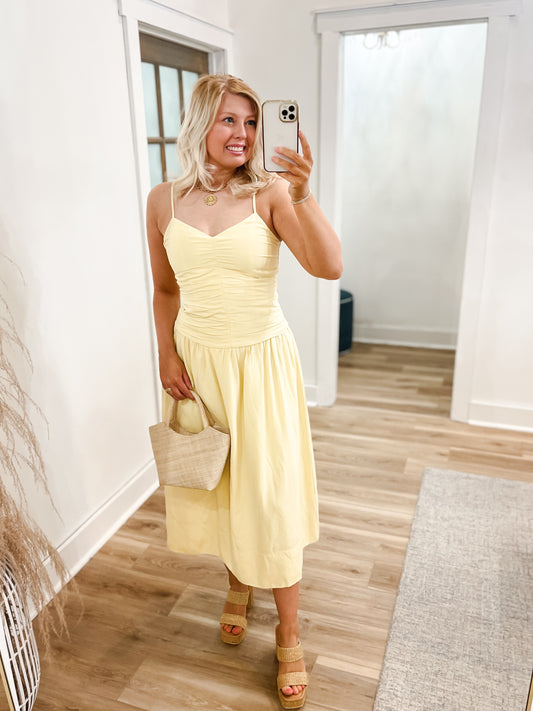 Ophelia Ruched Midi Dress