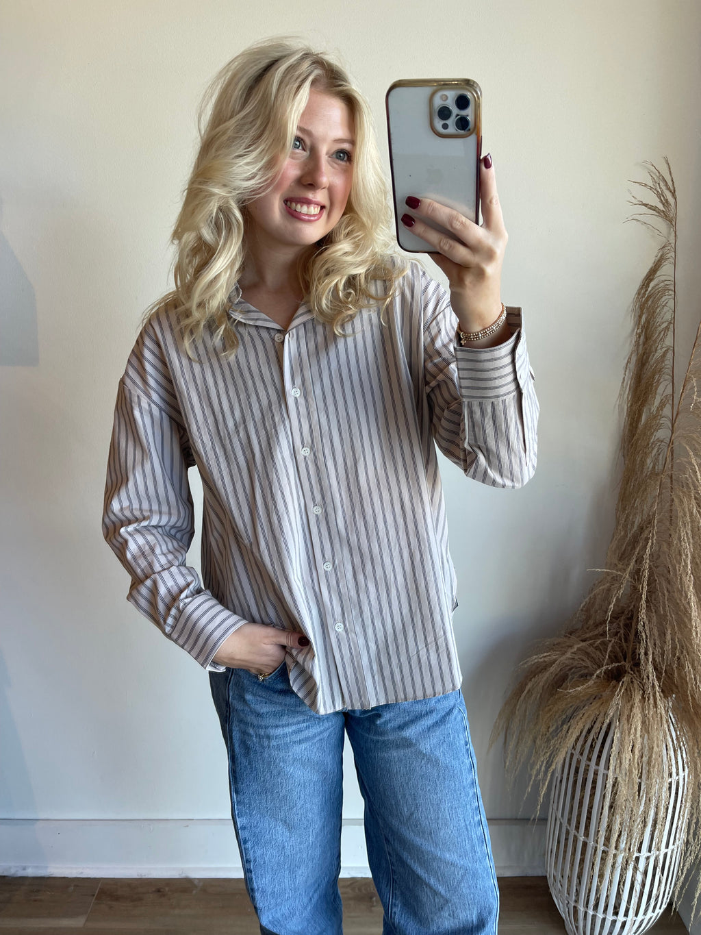 Sadie Stripe Button Down Top