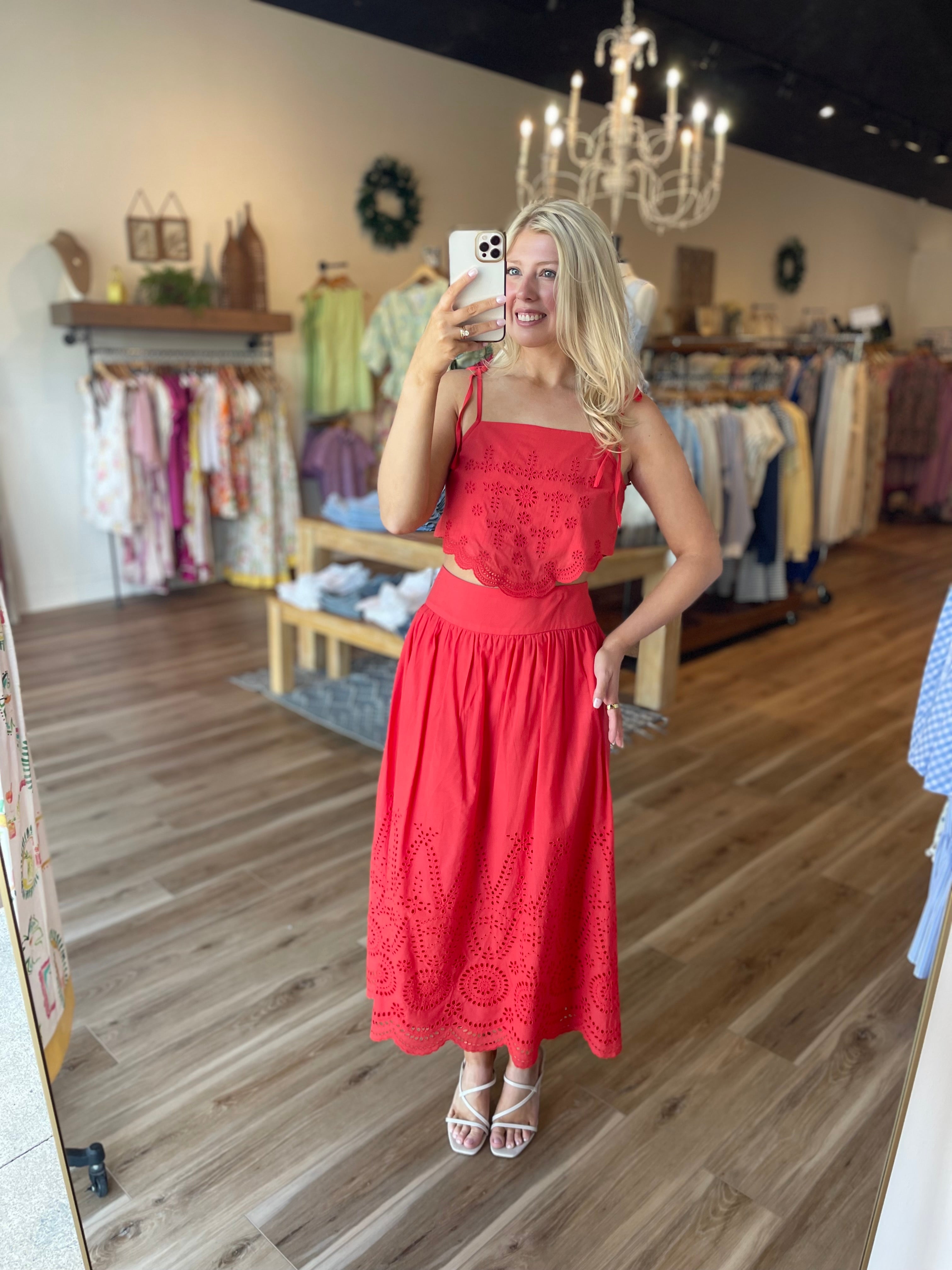 Ashley Eyelet Skirt Set