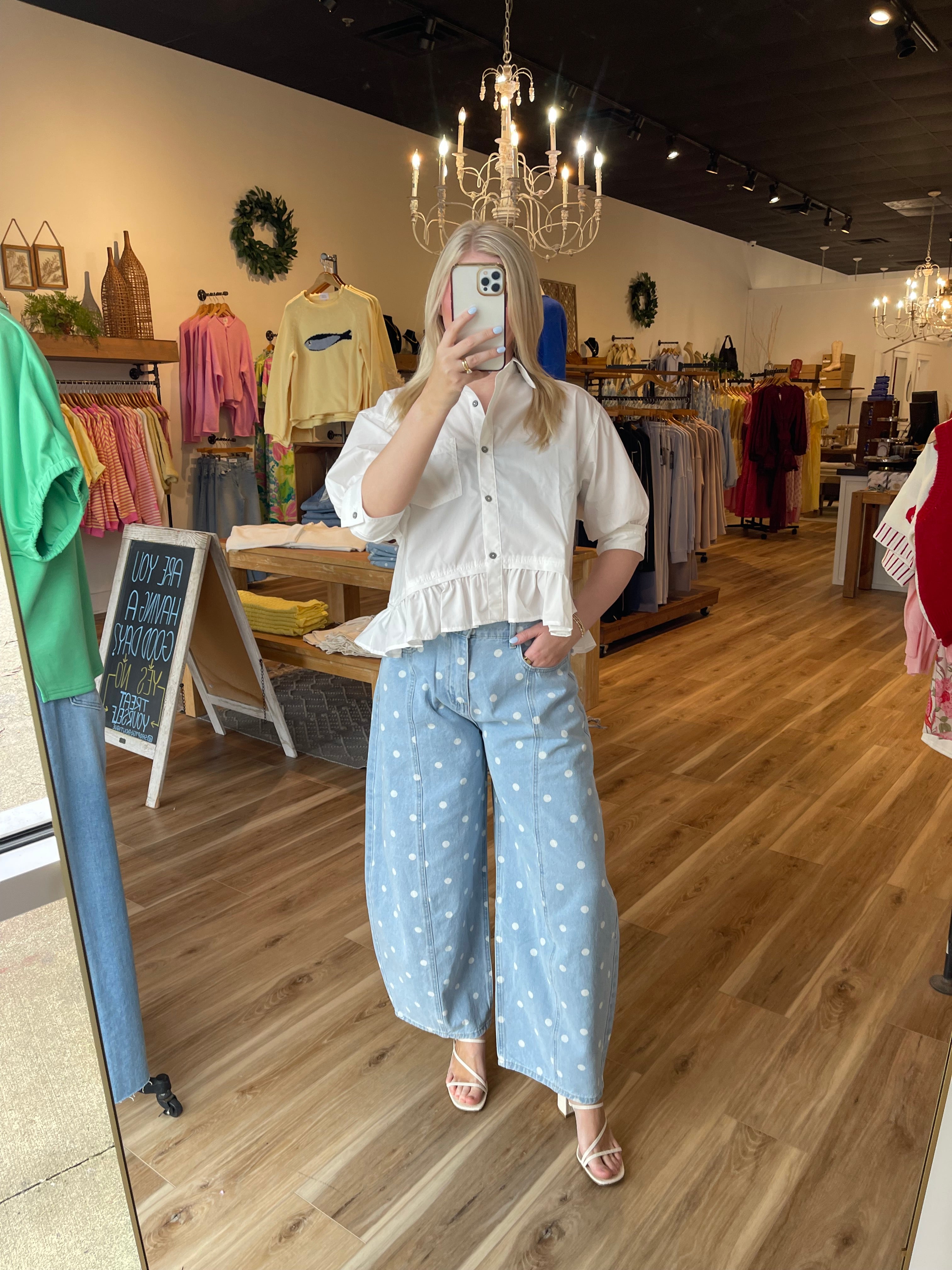 Polka Dot Barrel Jeans