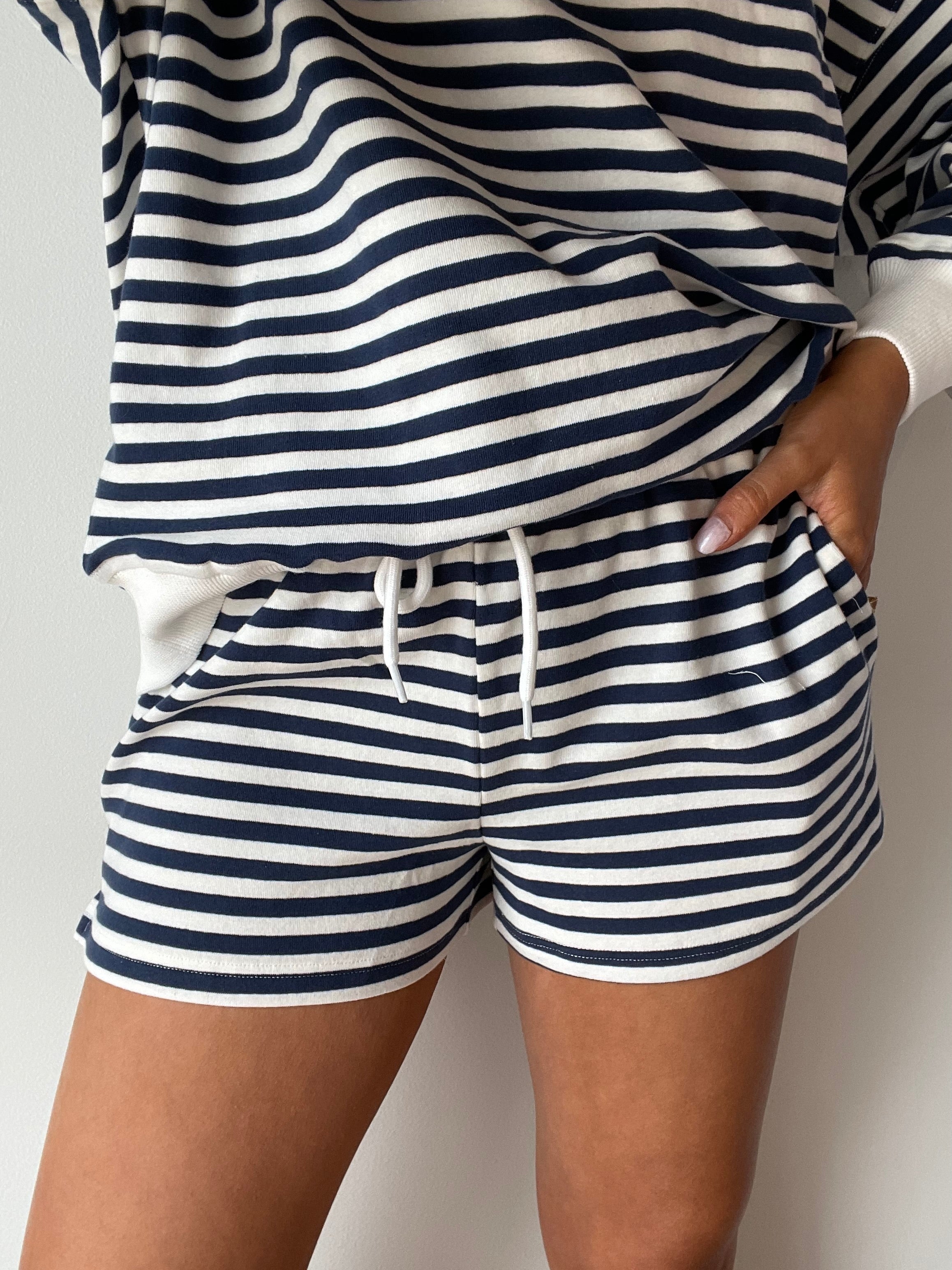 Mid Rise Striped Shorts