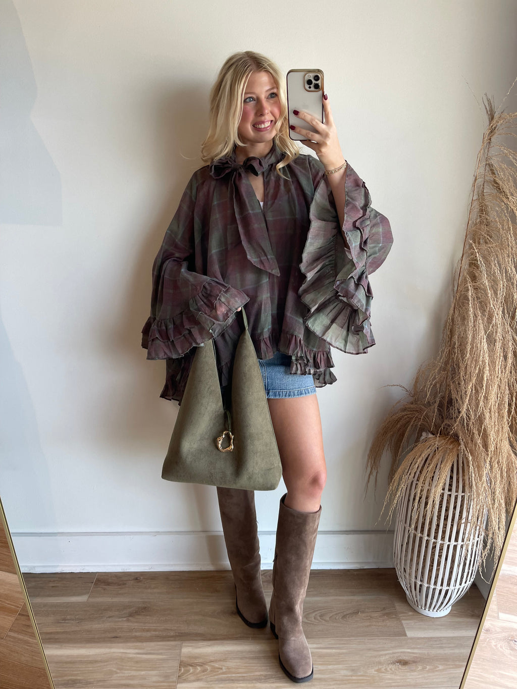 Addie Plaid Poncho Top