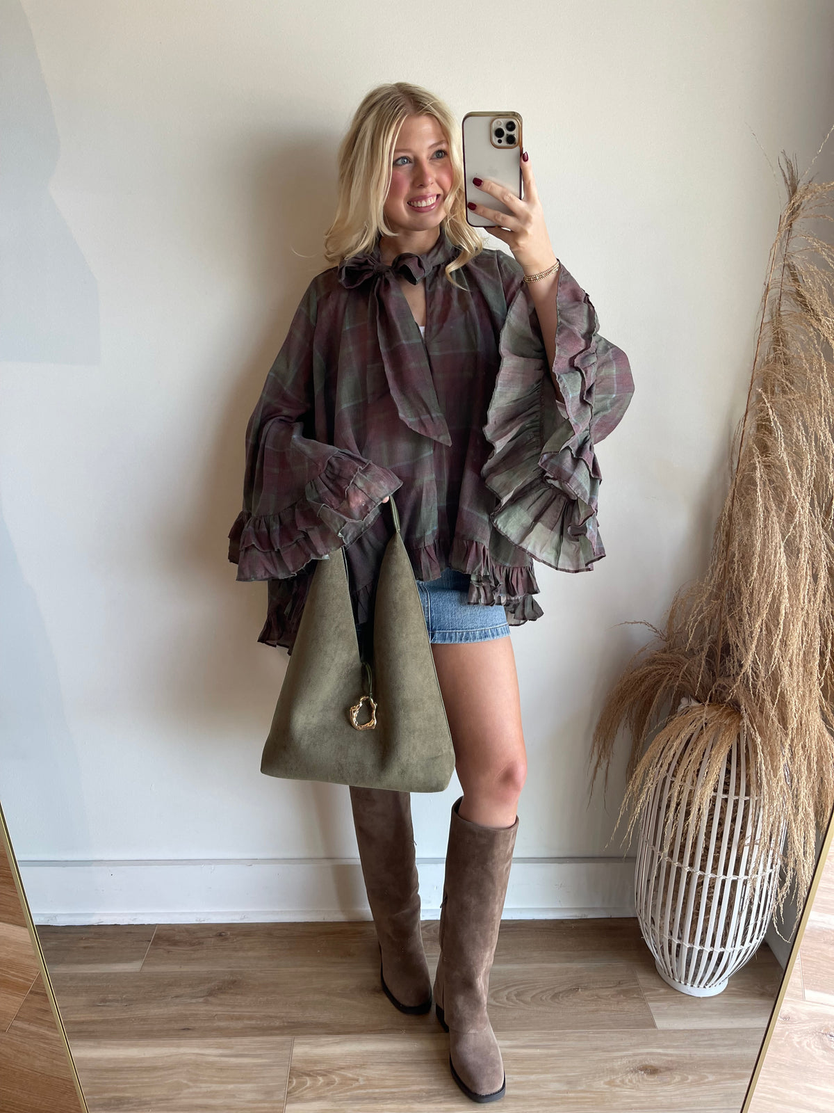 Addie Plaid Poncho Top