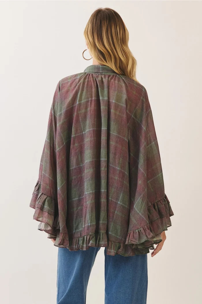 Addie Plaid Poncho Top
