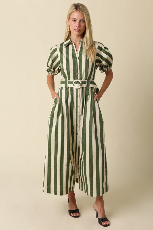Flora Stripe Midi Dress