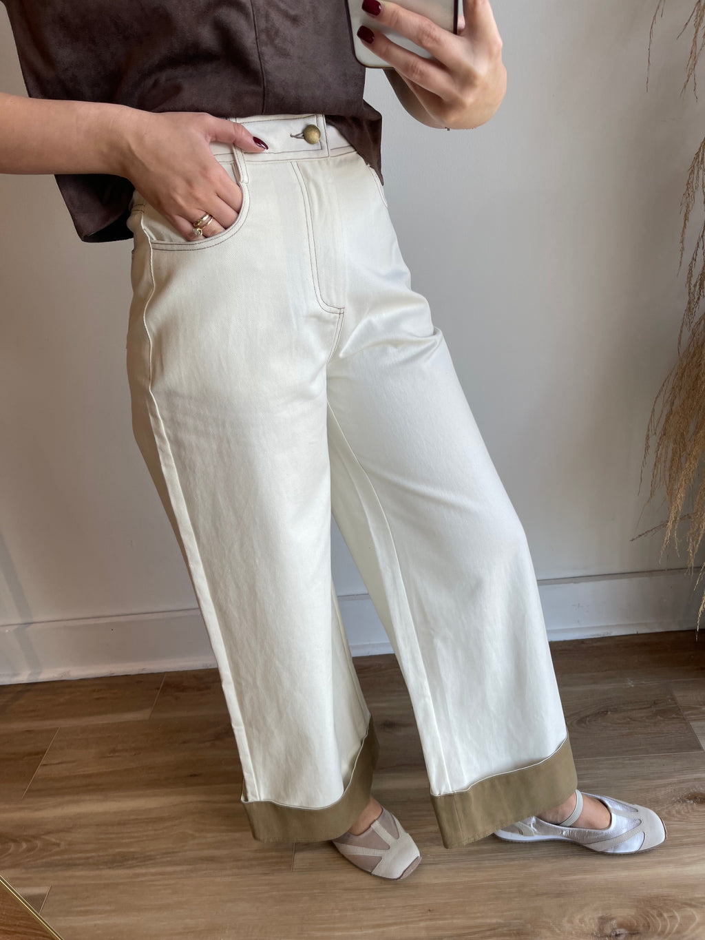 Contrast Cuff Denim Jeans