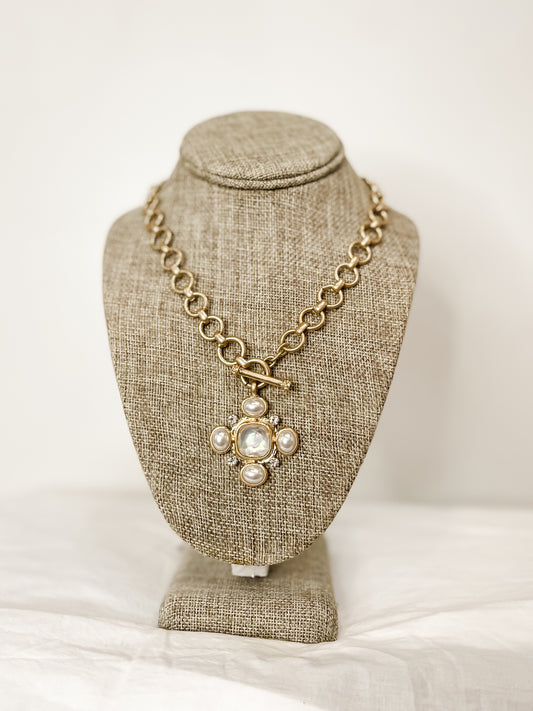 Pearl Pendant Toggle Necklace