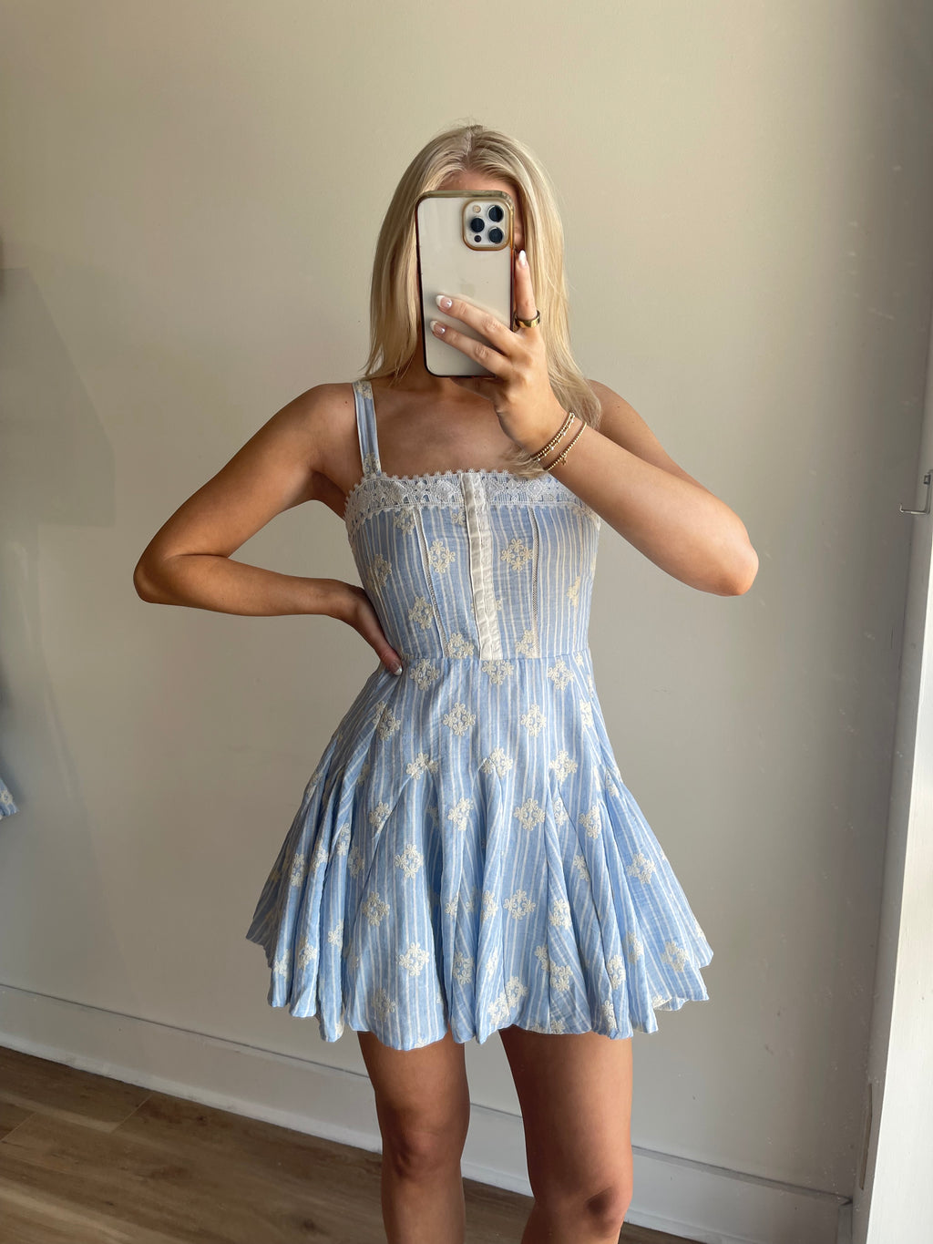 Lila Embroidered Mini Dress
