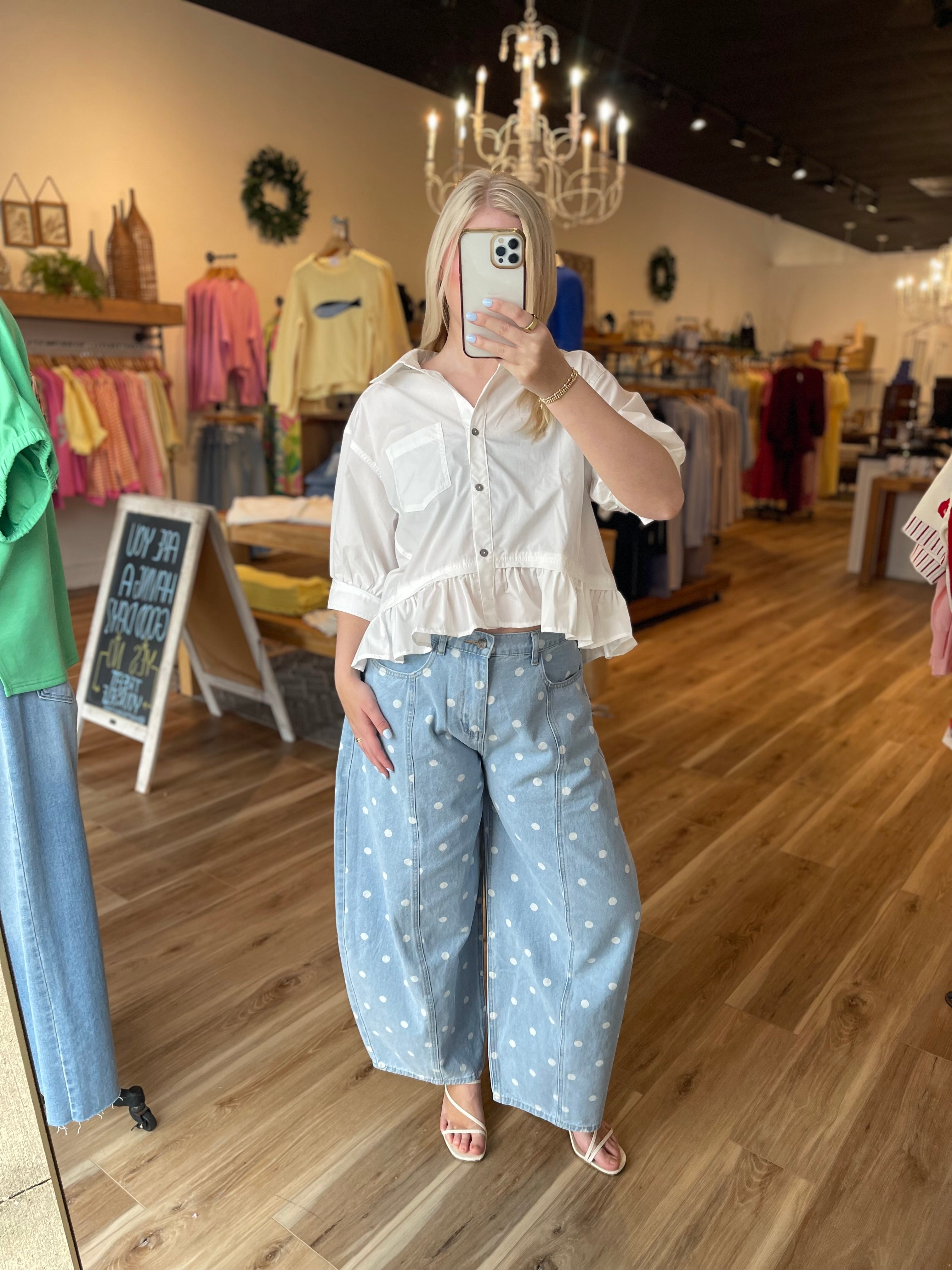 Polka Dot Barrel Jeans