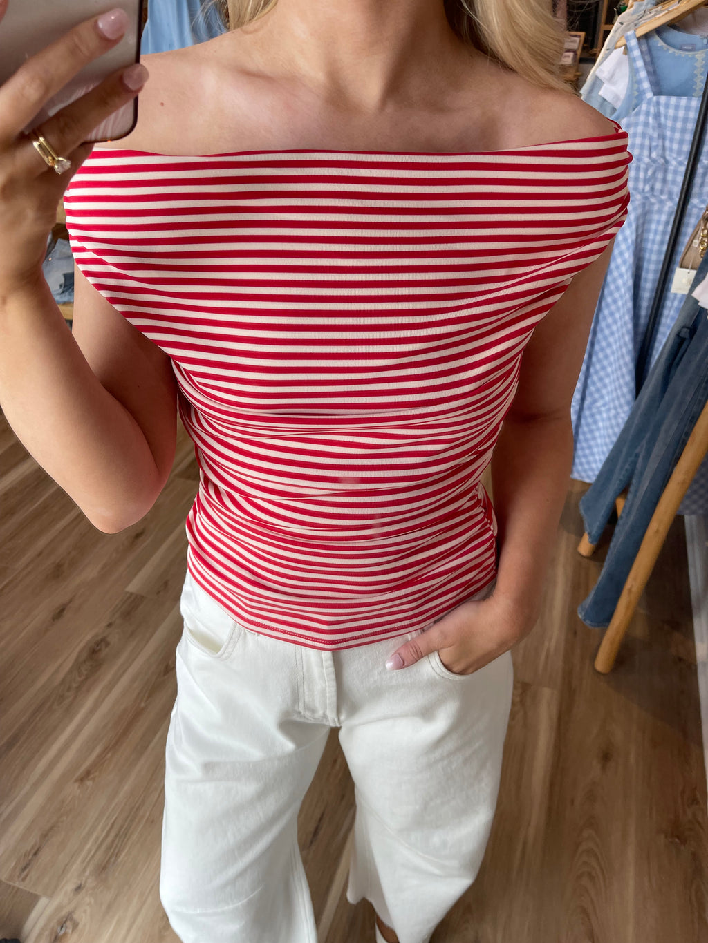 Stripe Off Shoulder Top