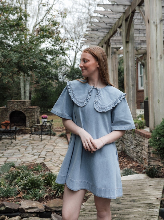 Peter Pan Collar Denim Mini Dress