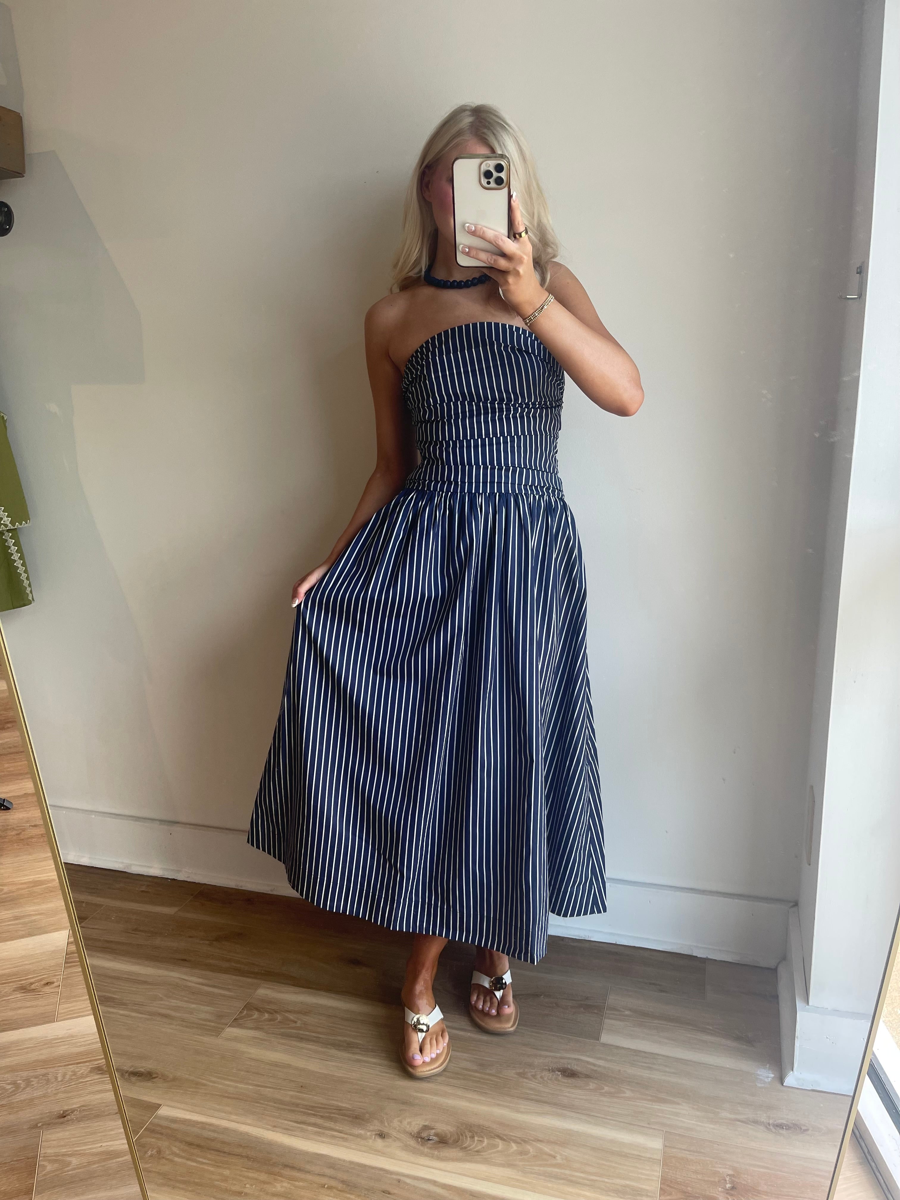 Eliana Strapless Midi Dress