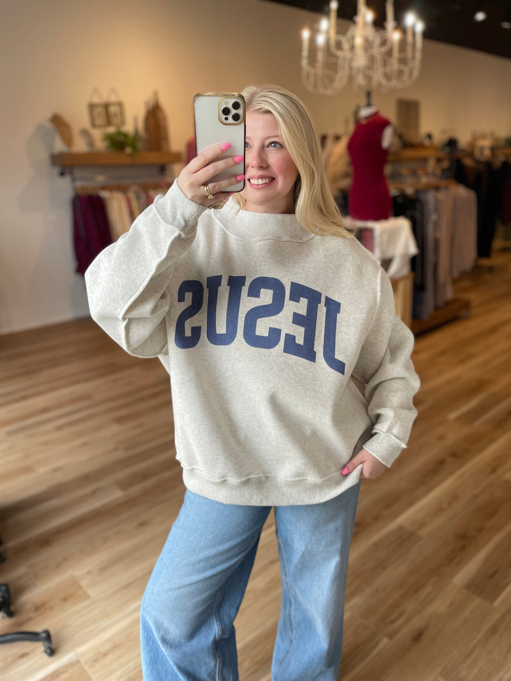 'Jesus & God is Good' Reversible Mock Neck