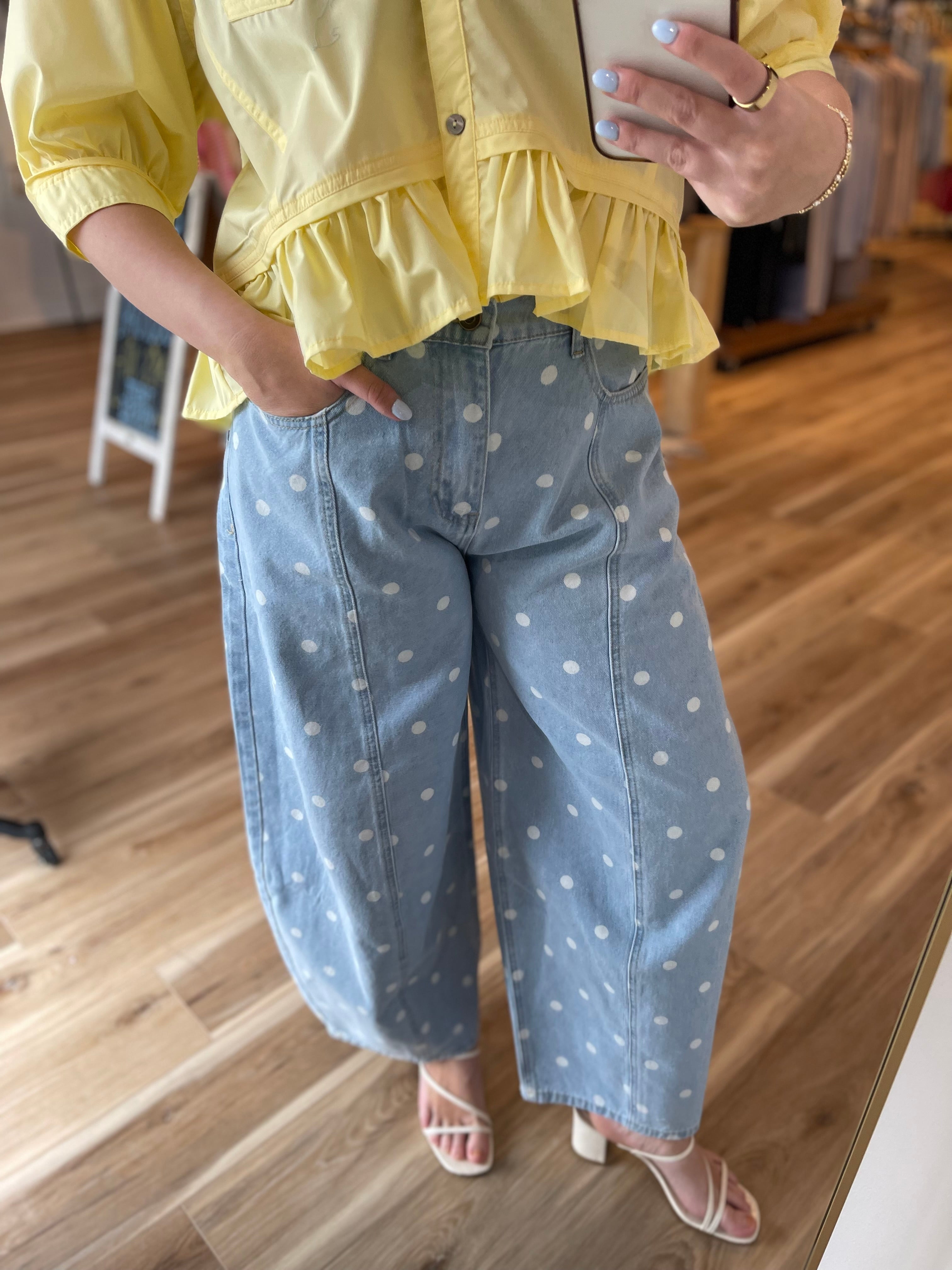 Polka Dot Barrel Jeans