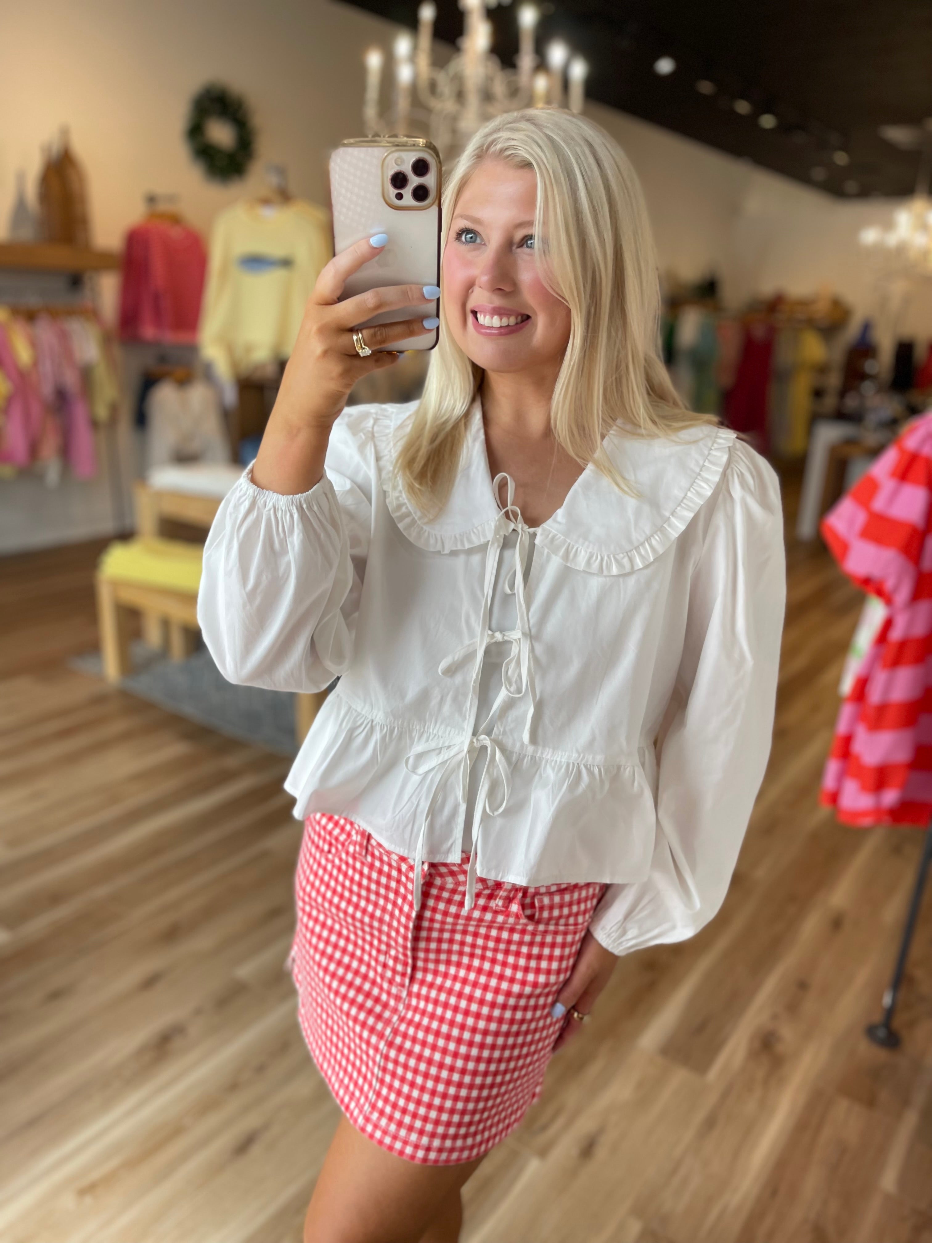 Remi Ruffle Front Tie Top