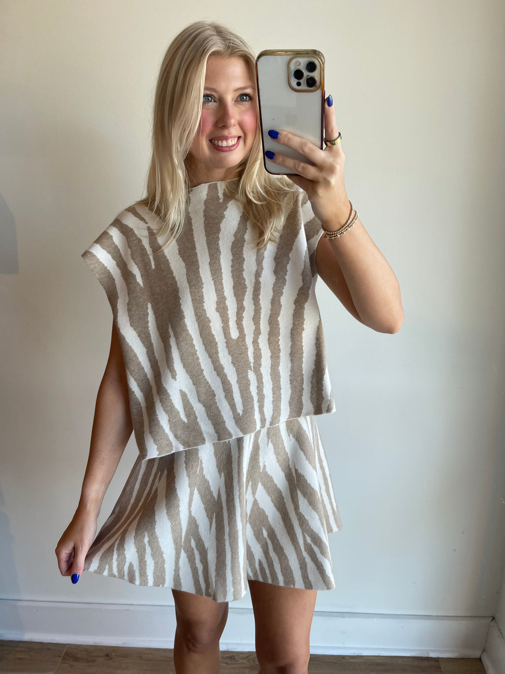 Tiger Mock Neck Knit Top