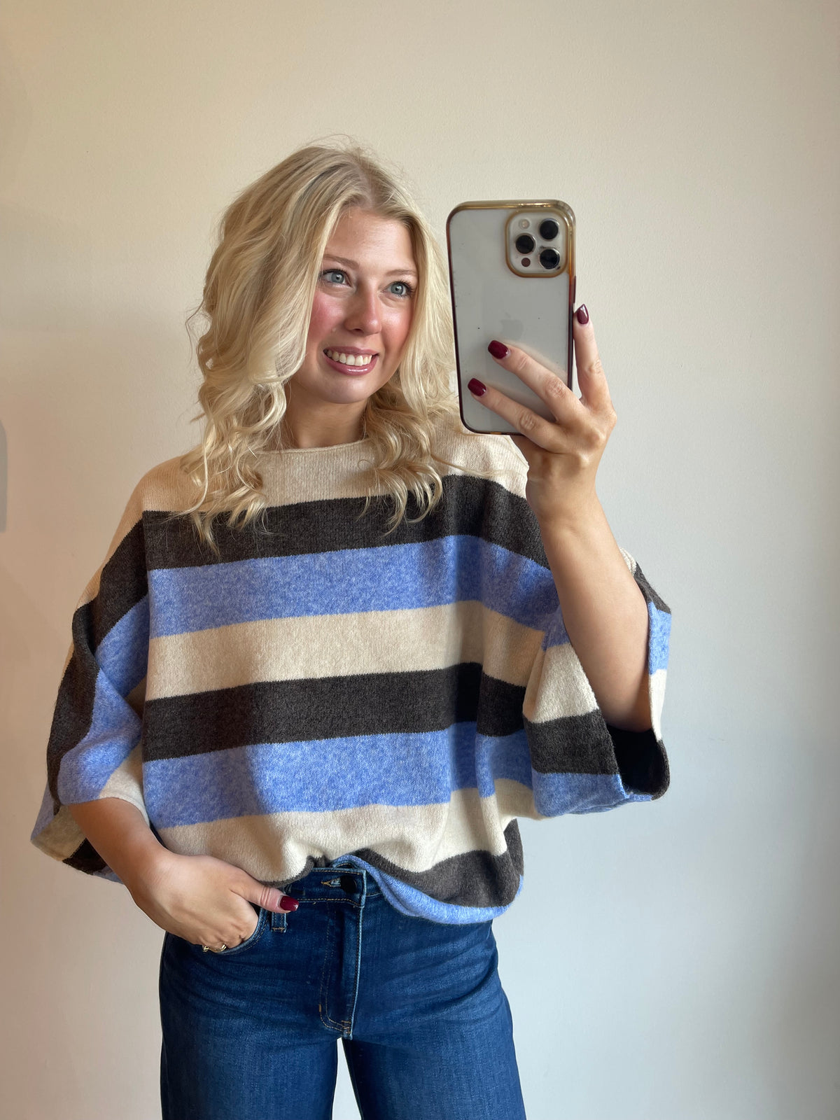 Katie Stripe Dolman Knit Top